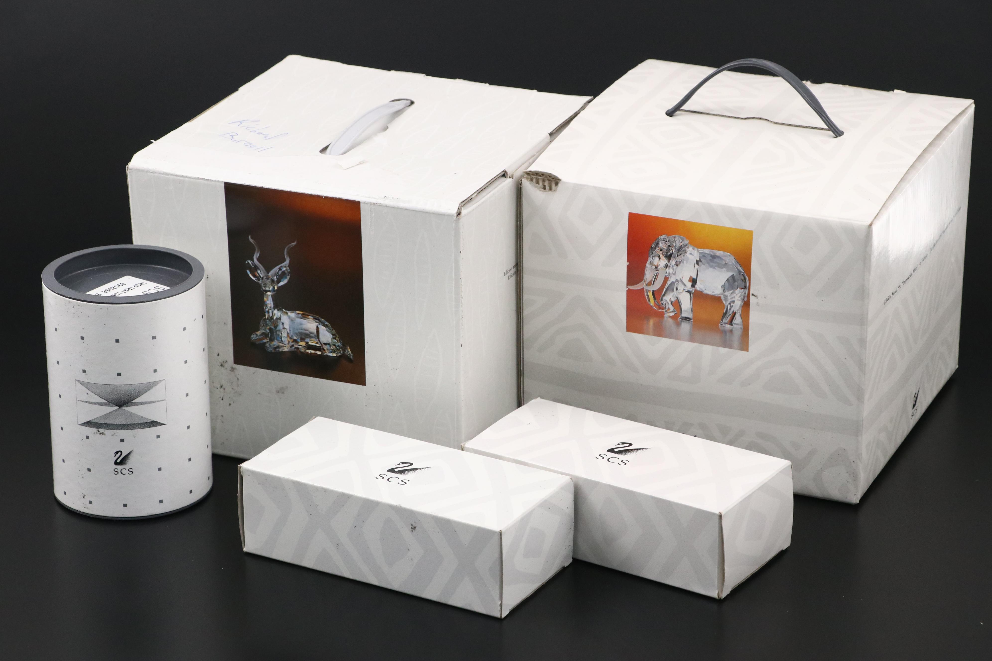 Swarovski Crystal "Inspiration Africa - Elephant & Kudu" and Wooden Bases