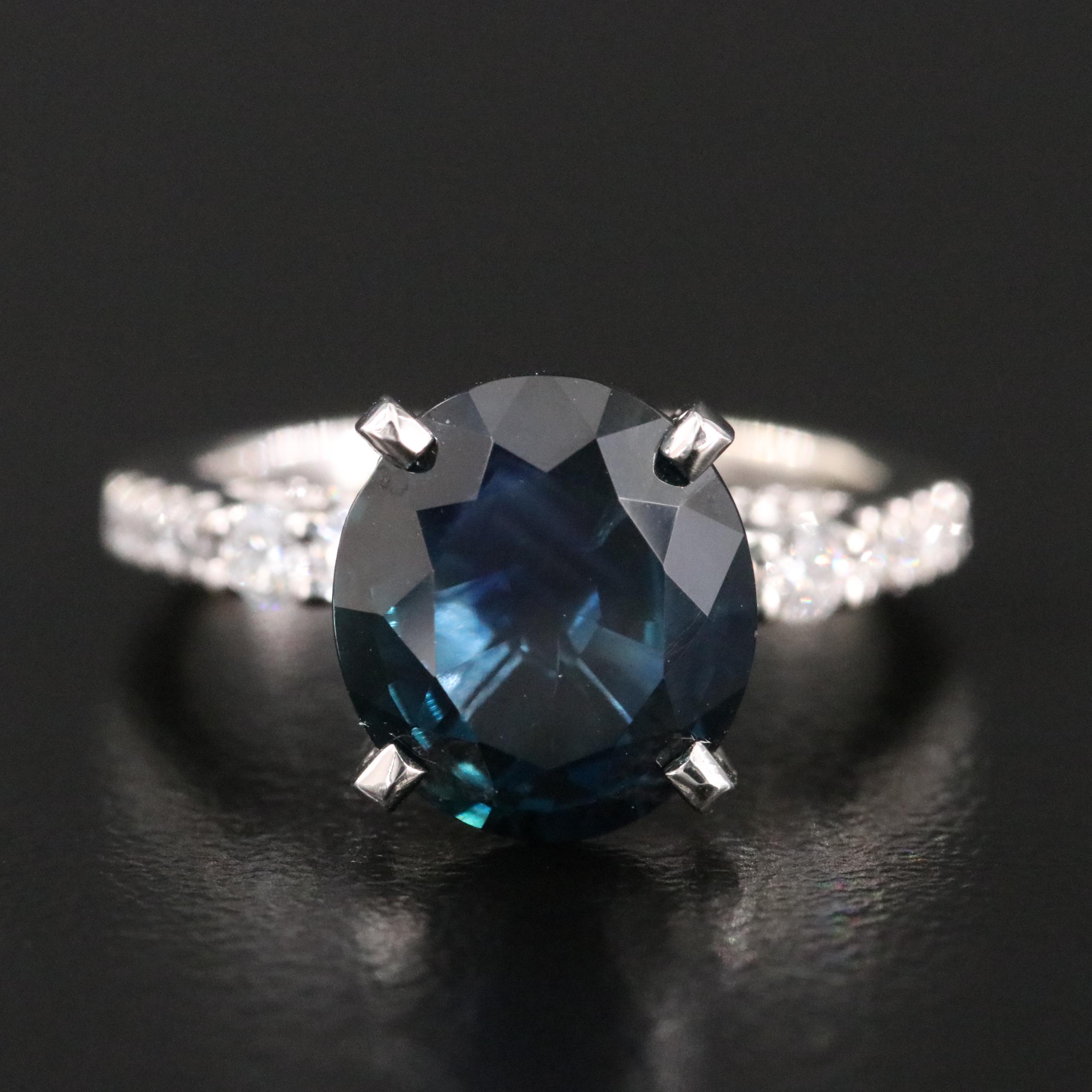 14K and Platinum 4.82 CT Unheated Sapphire and Diamond Ring and GIA Report