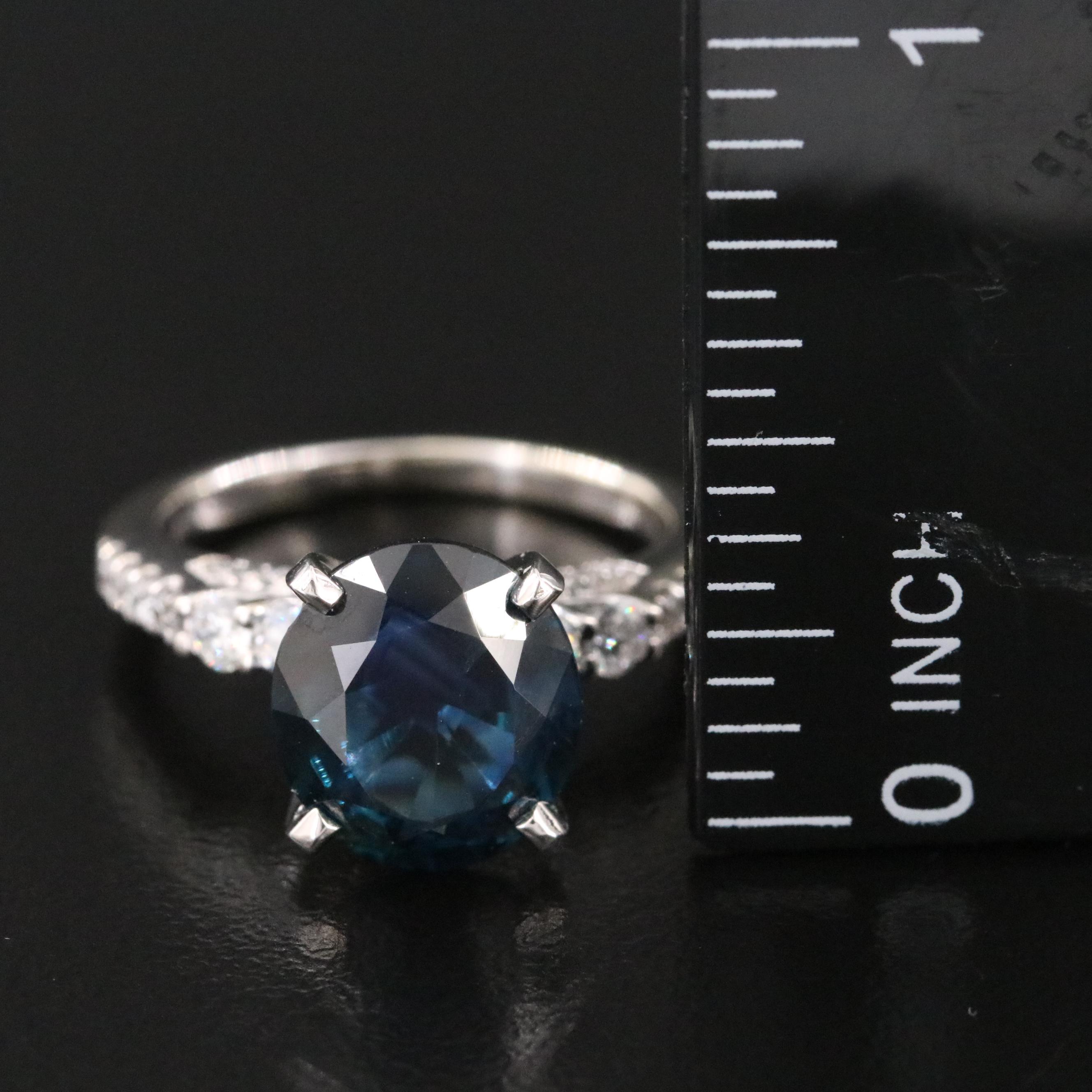 14K and Platinum 4.82 CT Unheated Sapphire and Diamond Ring and GIA Report
