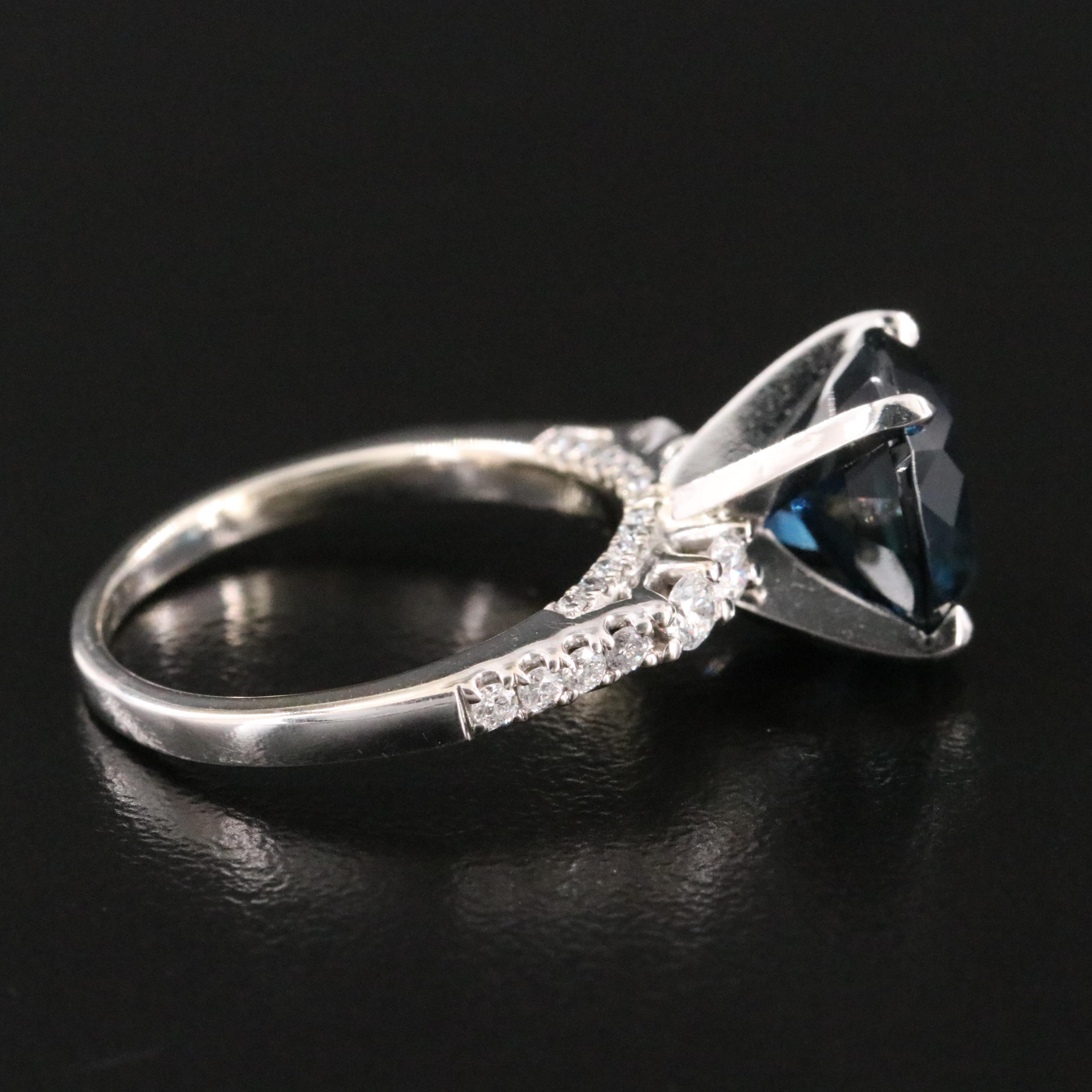 14K and Platinum 4.82 CT Unheated Sapphire and Diamond Ring and GIA Report