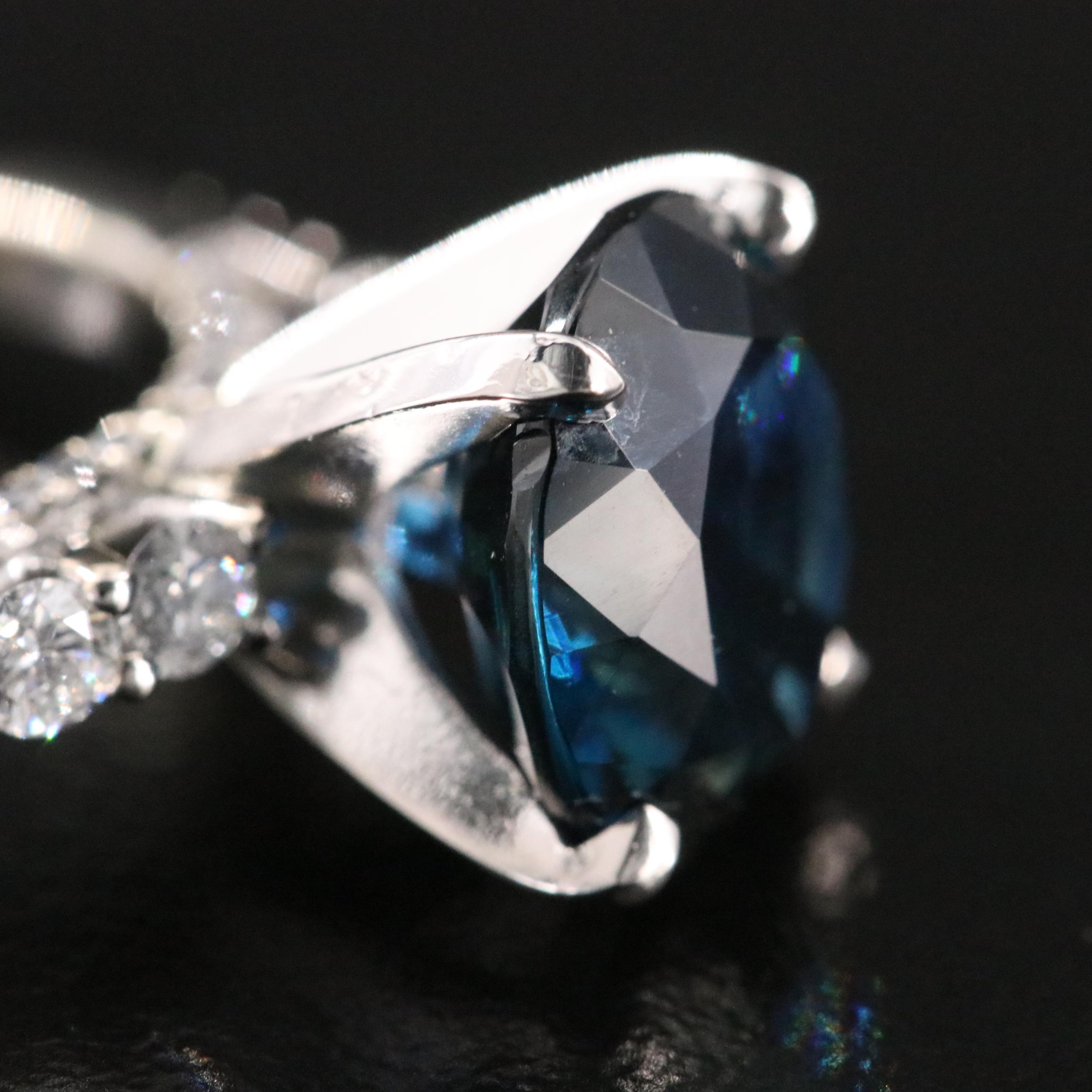 14K and Platinum 4.82 CT Unheated Sapphire and Diamond Ring and GIA Report