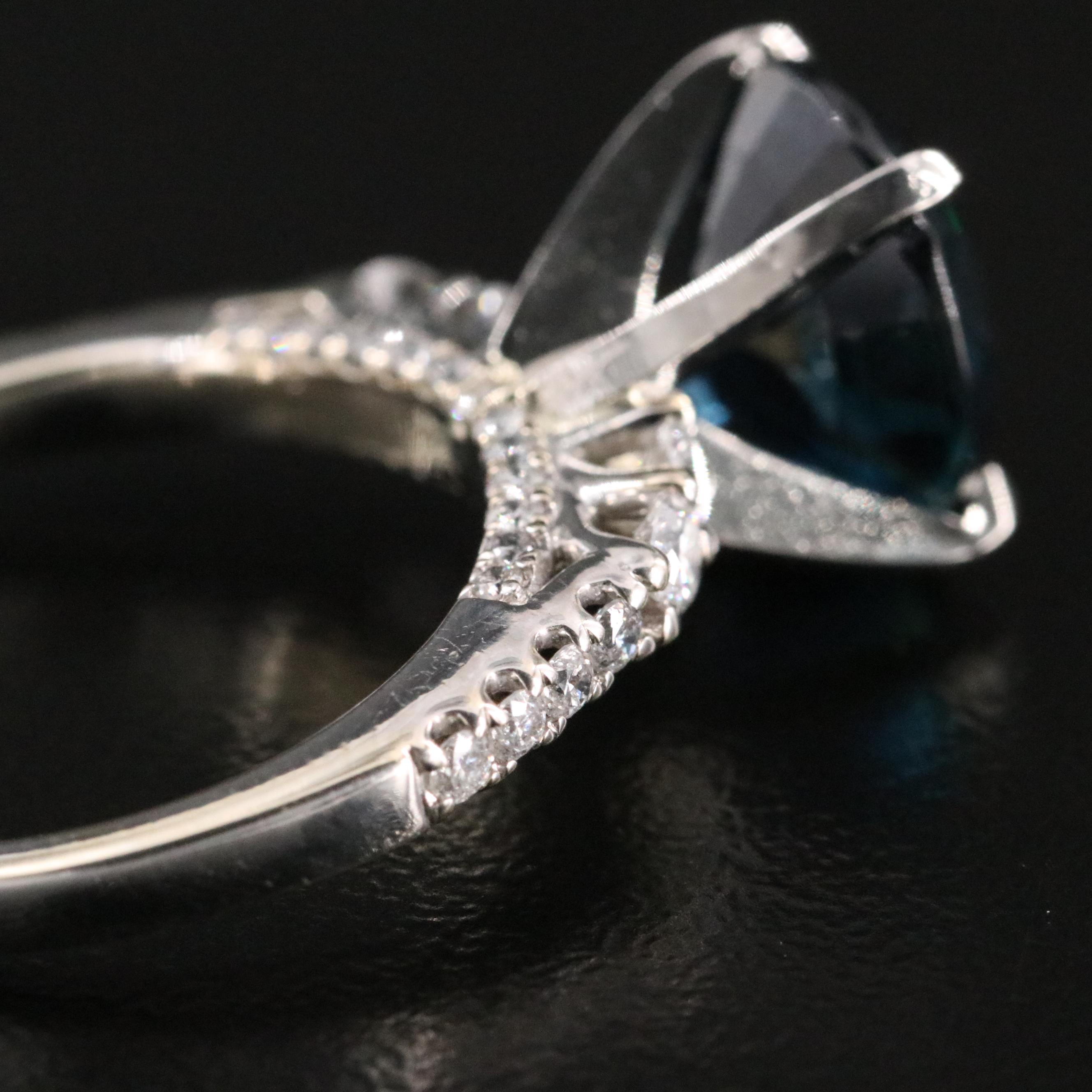 14K and Platinum 4.82 CT Unheated Sapphire and Diamond Ring and GIA Report