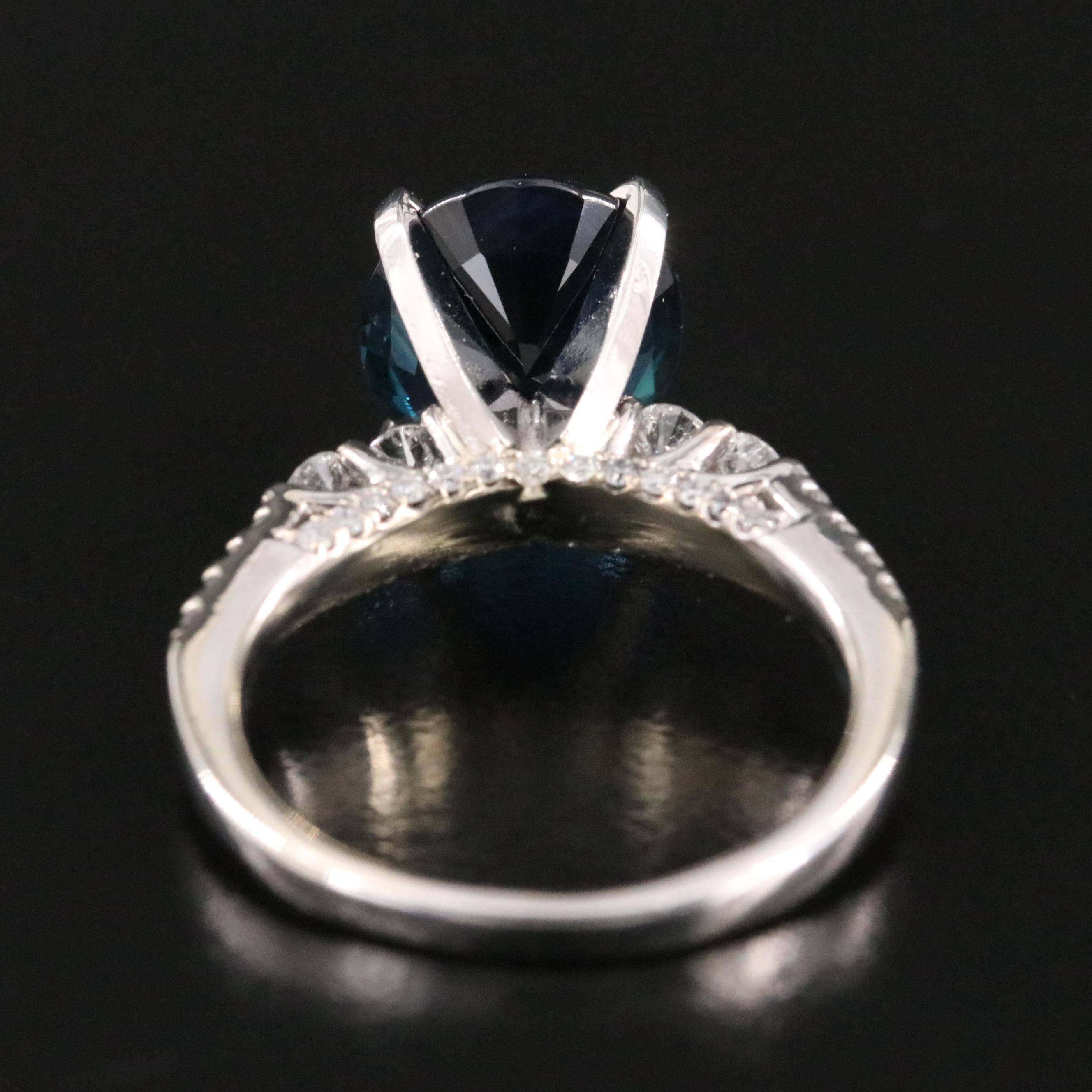 14K and Platinum 4.82 CT Unheated Sapphire and Diamond Ring and GIA Report