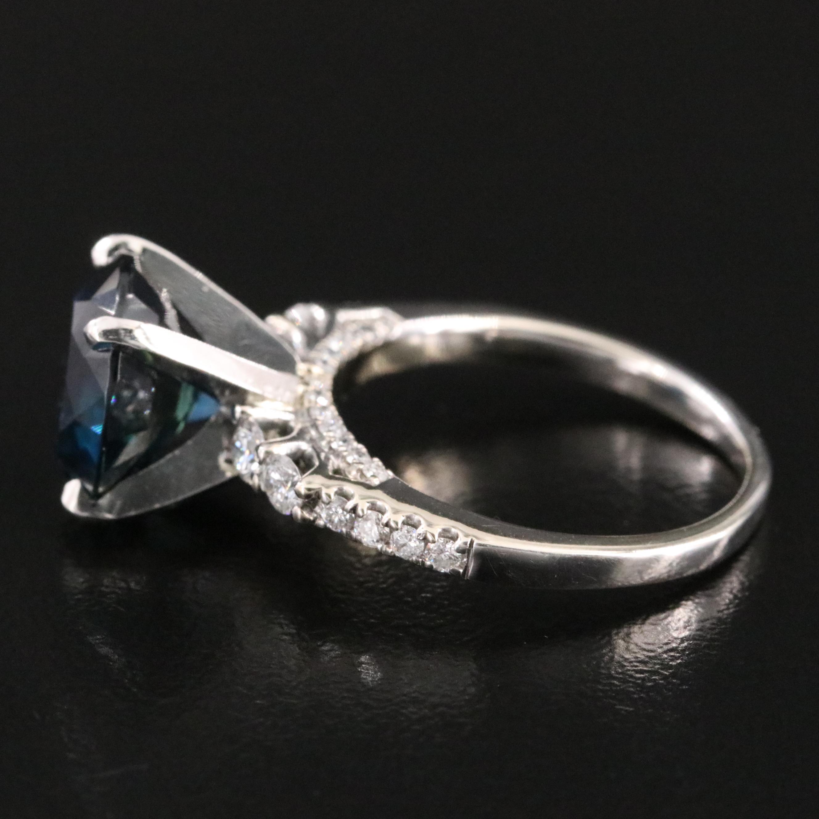 14K and Platinum 4.82 CT Unheated Sapphire and Diamond Ring and GIA Report