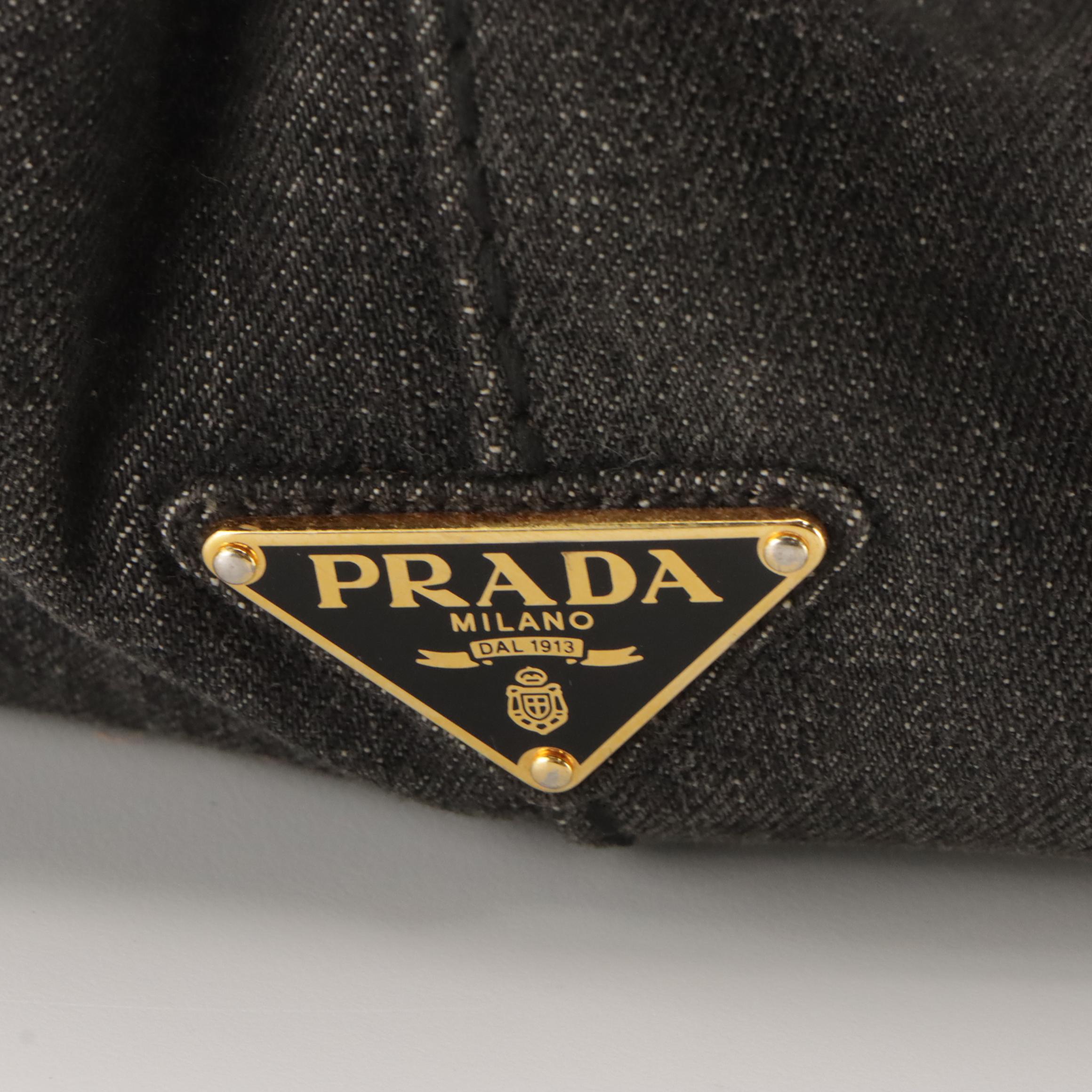 Prada Canapa Tote in Gray Denim