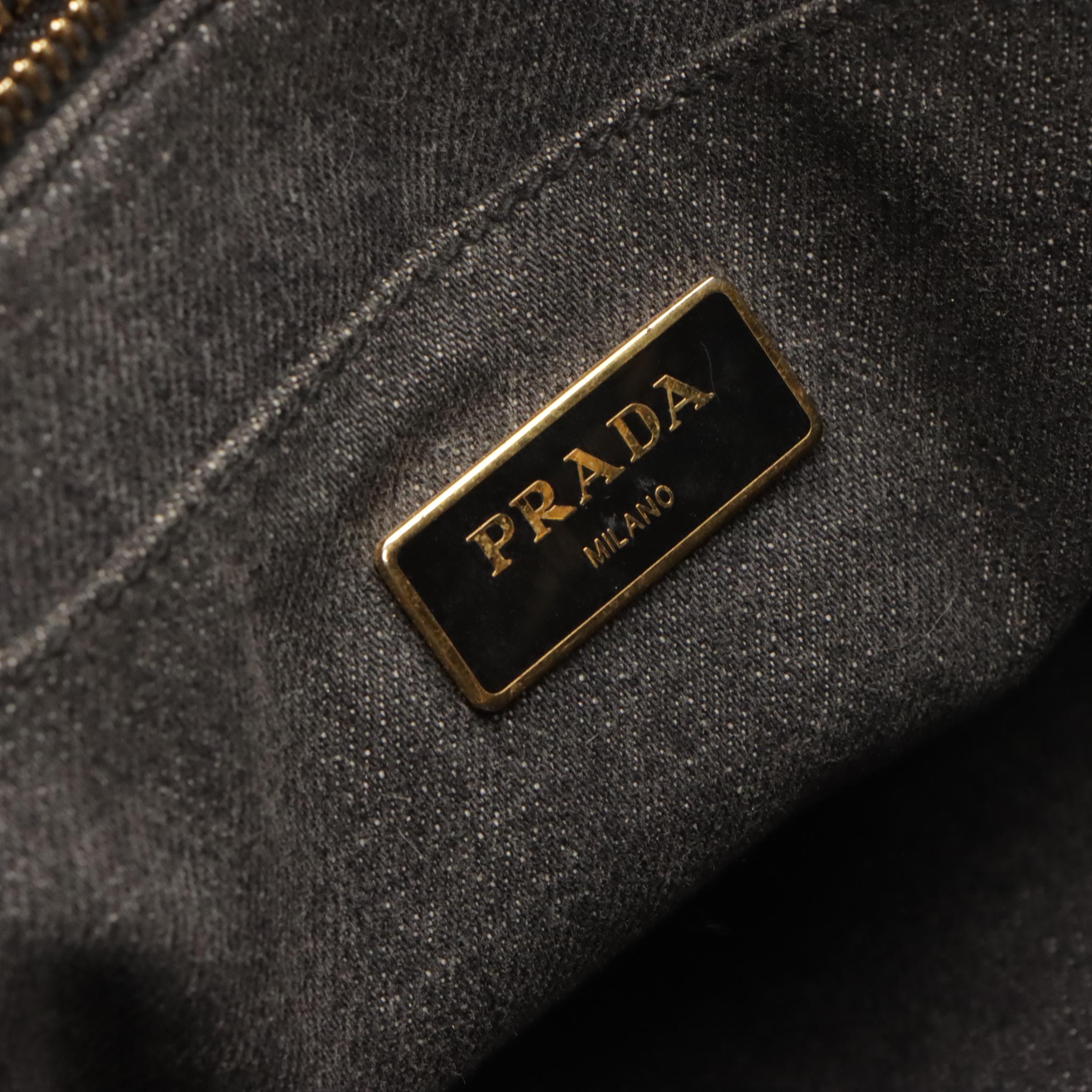 Prada Canapa Tote in Gray Denim