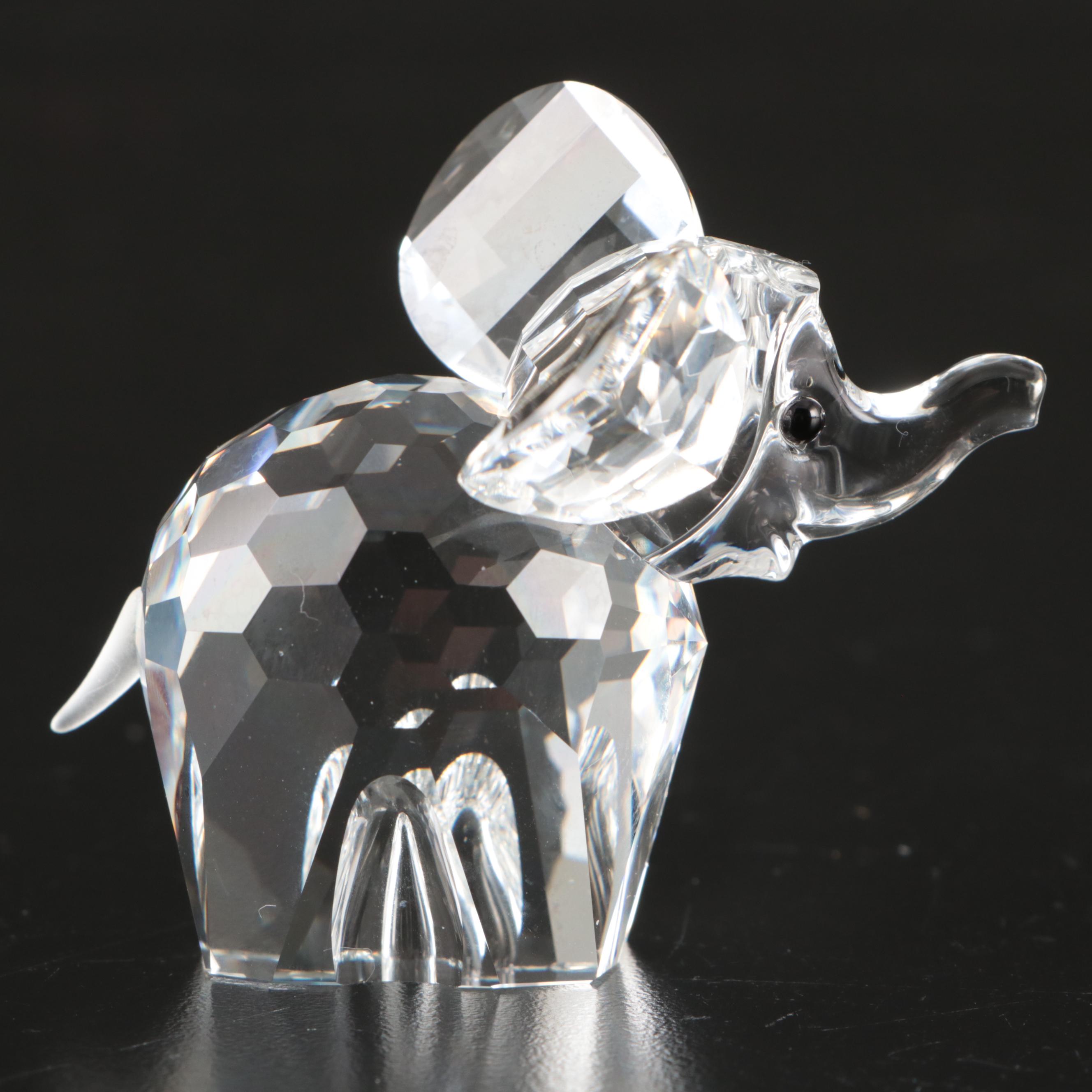 Swarovski Crystal Elephant, Koala, and Bear Figurines with Mirrored Stand