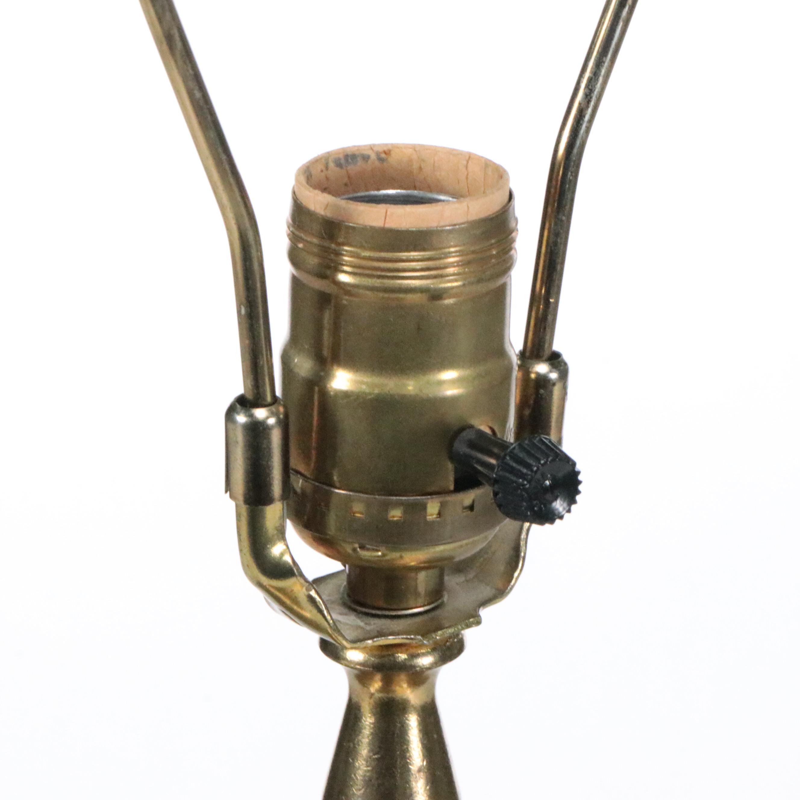 Chinese Porcelain Peach Tree and Crane Vase Table Lamp, Silk Pleat-Fold Shade