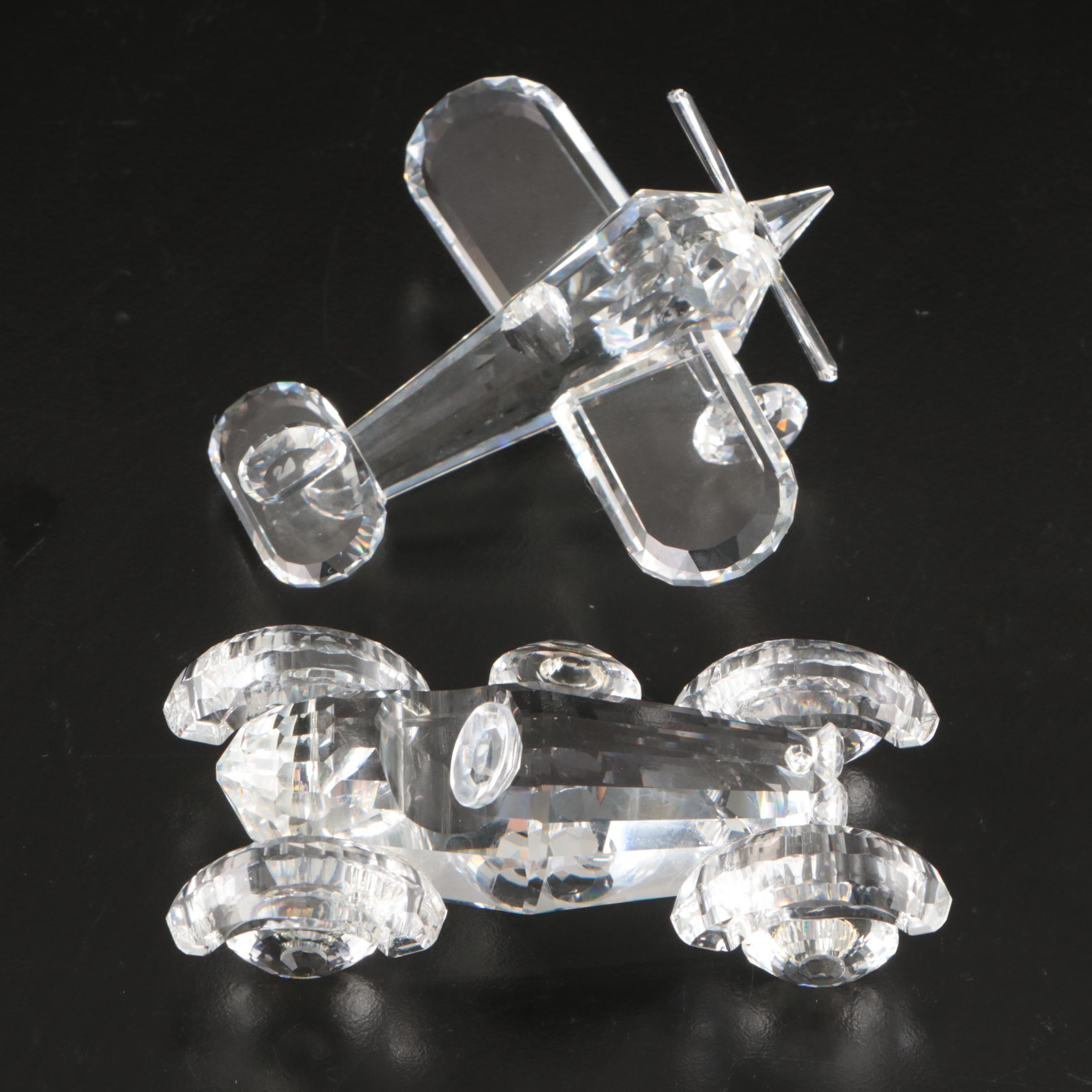 Swarovski Crystal "Airplane" and "Old Timer Automobile" Figurines