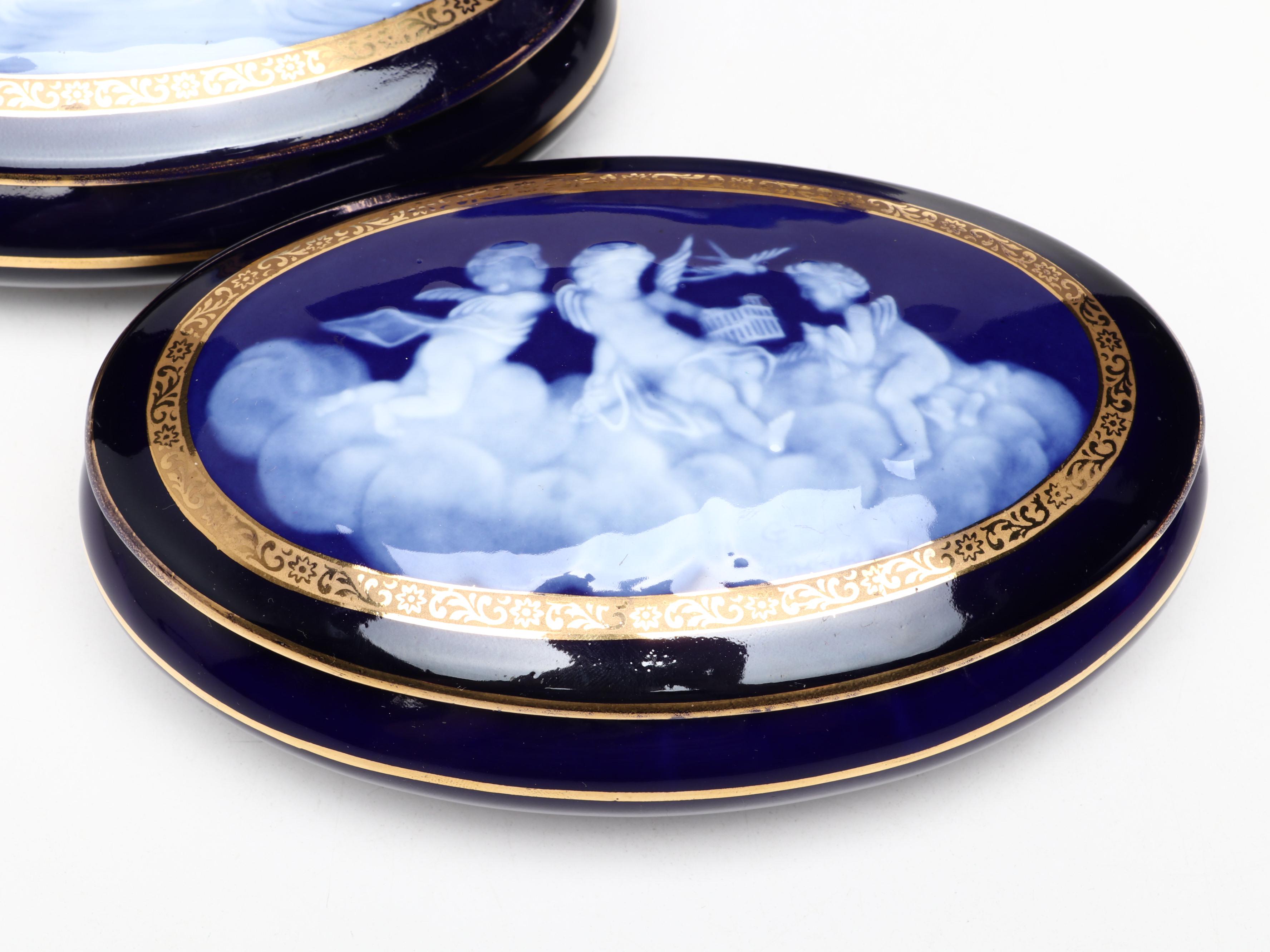 Friedrich Simon Porcelain with Other Pâte-Sur-Pâte Lidded Boxes