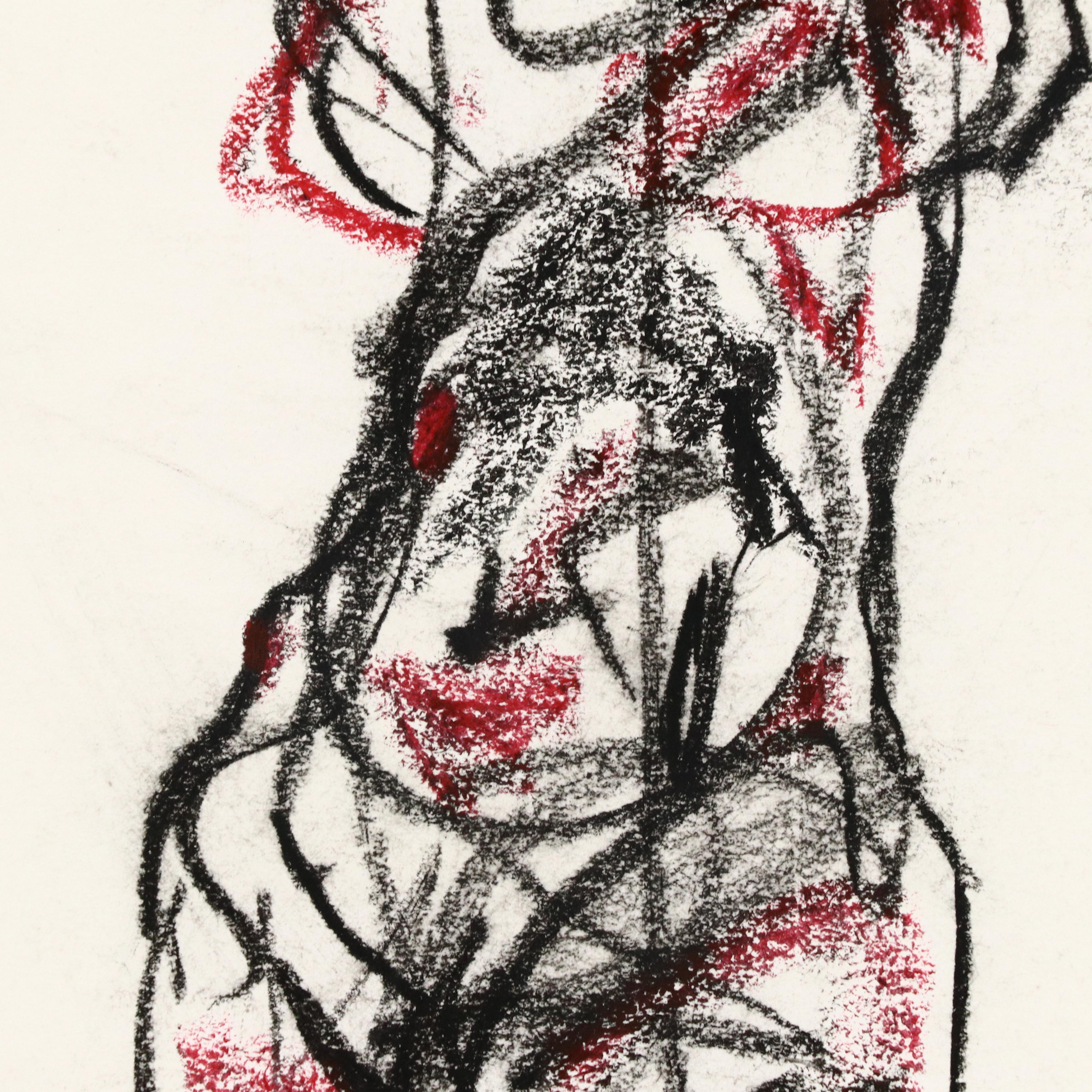 Jack Meanwell Mixed Media Drawing of Figure, 1993