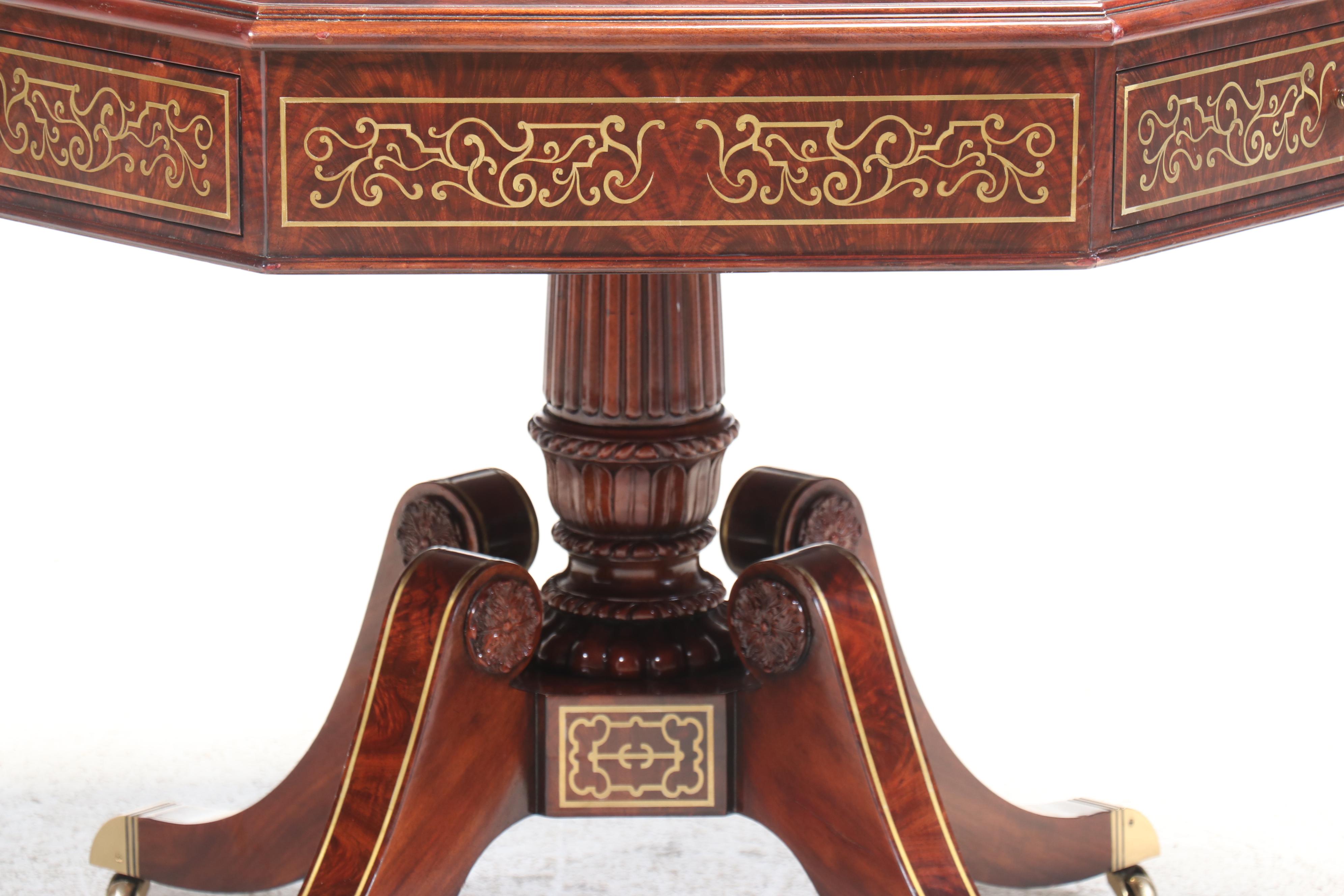 Theodore Alexander Regency Style Brass-Inlaid Center Table