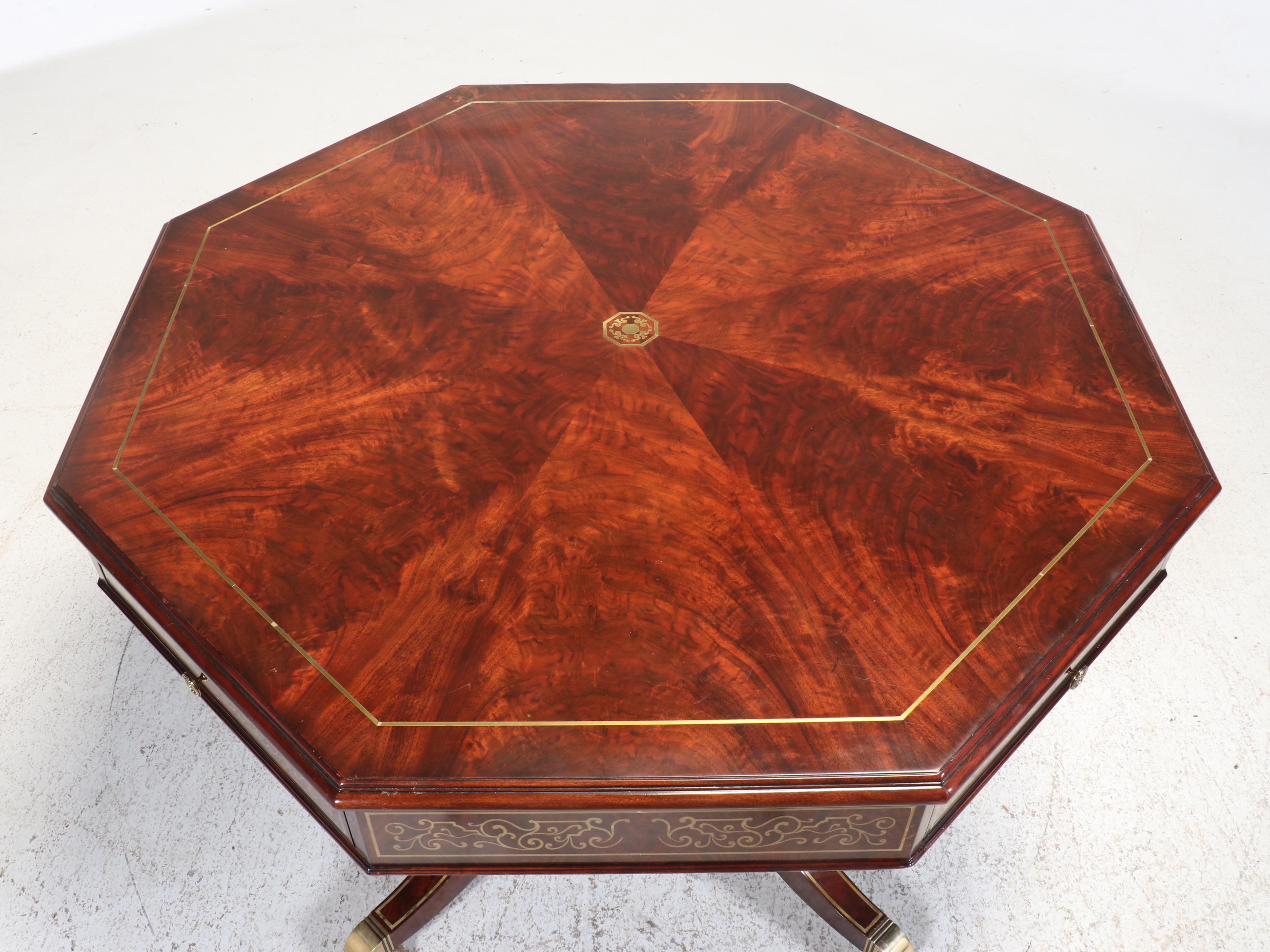 Theodore Alexander Regency Style Brass-Inlaid Center Table