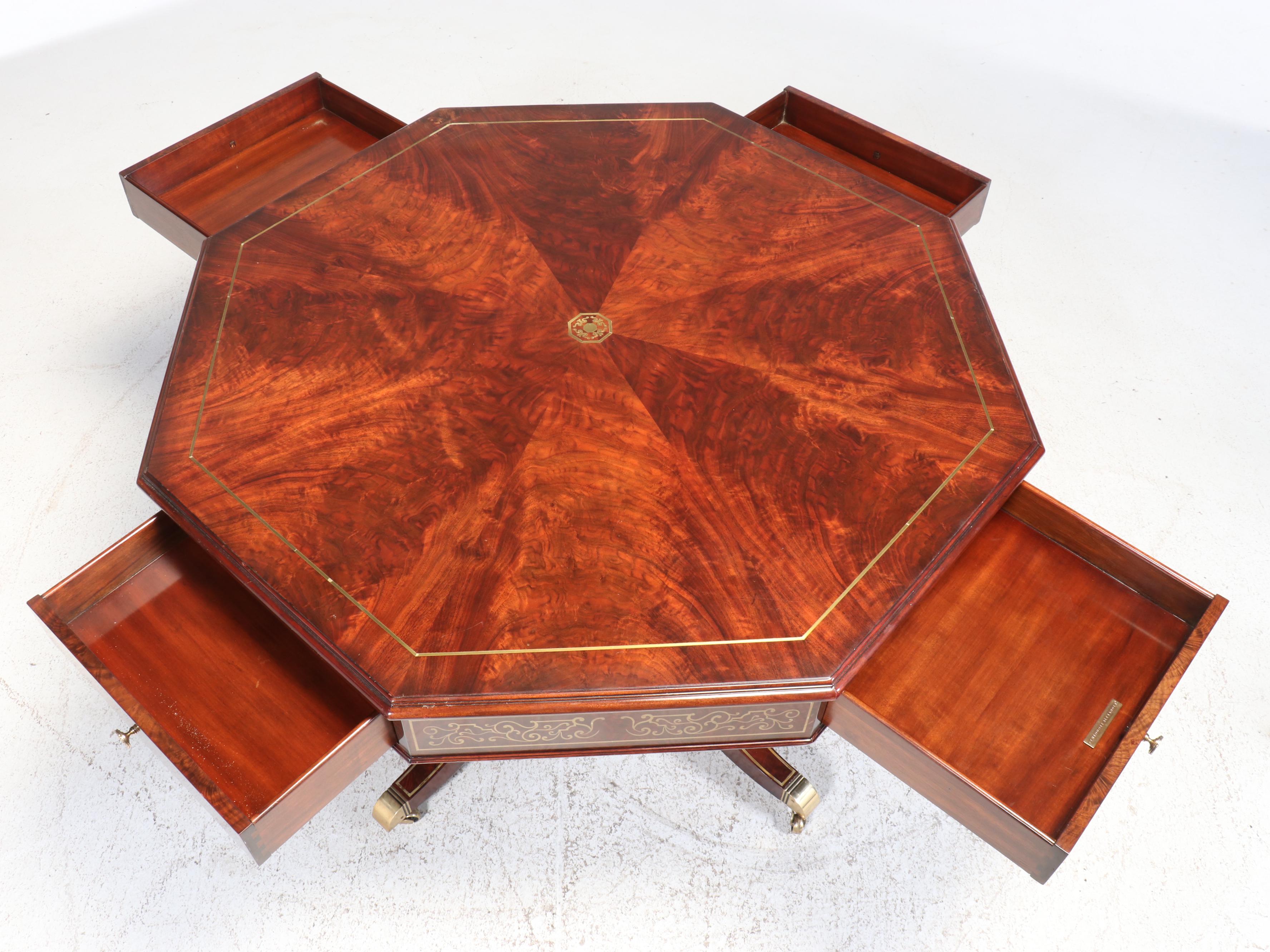 Theodore Alexander Regency Style Brass-Inlaid Center Table