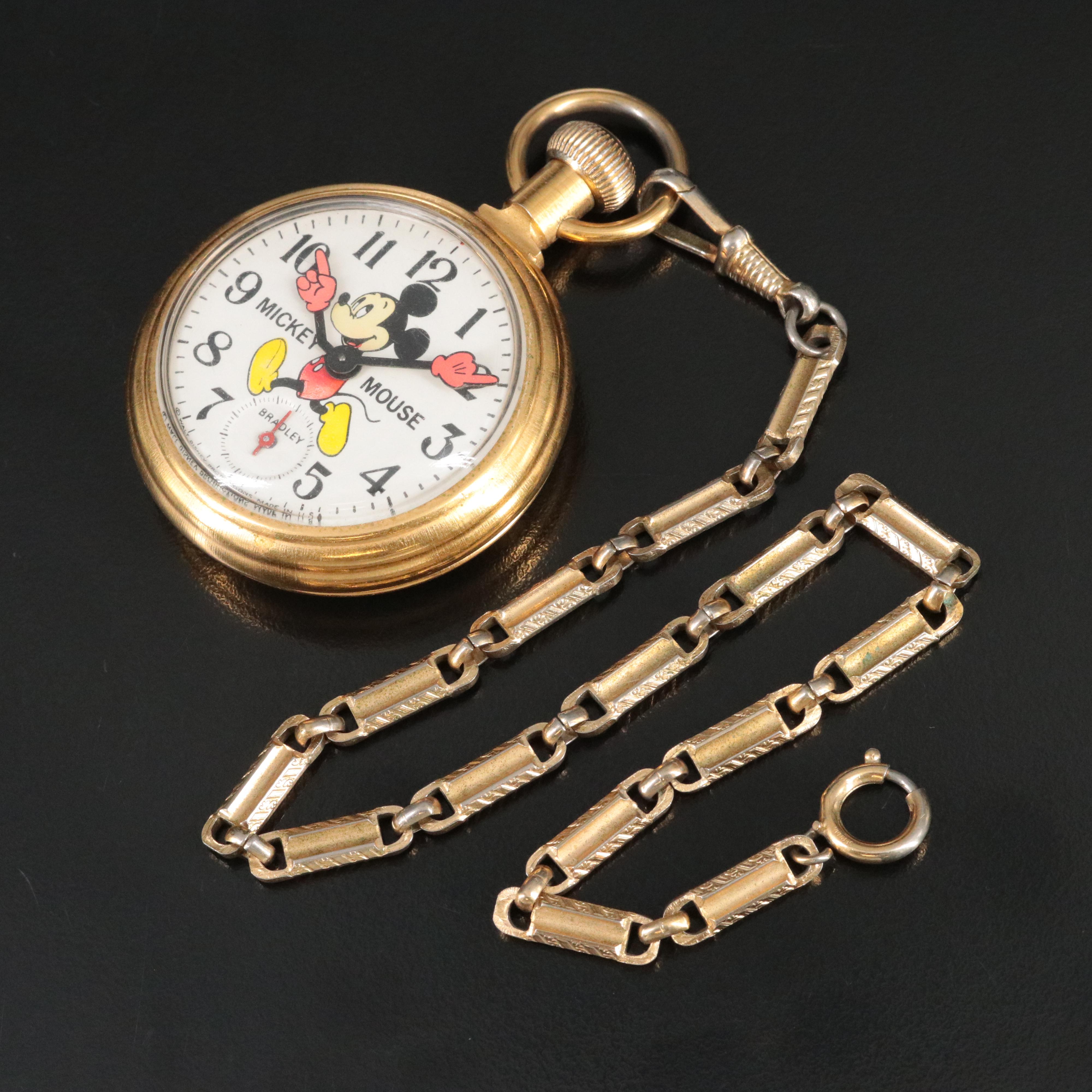 Vintage Bradley Mickey Mouse Pocket Watch