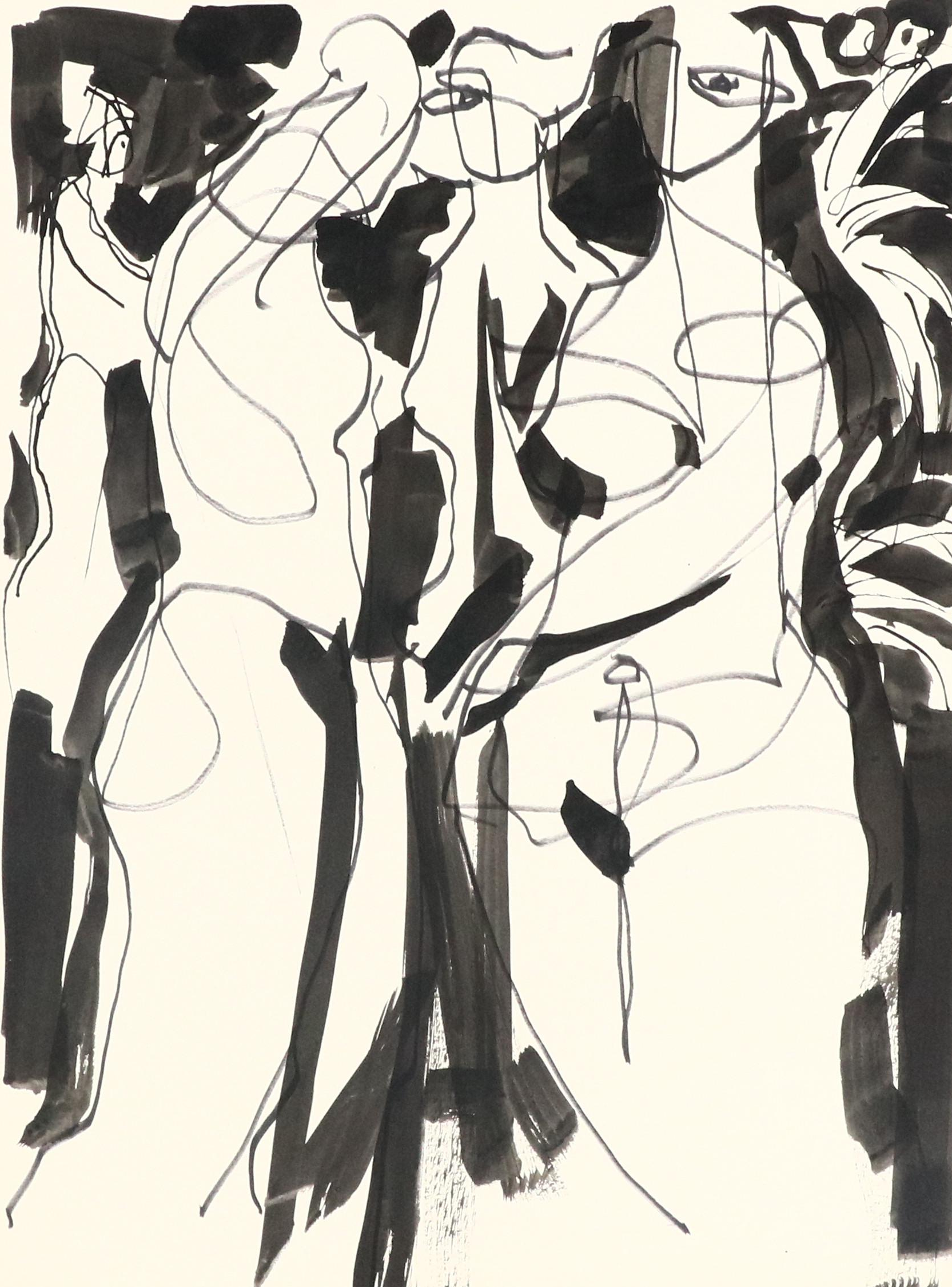 Jack Meanwell Figurative Ink Drawing, Late 20th Century