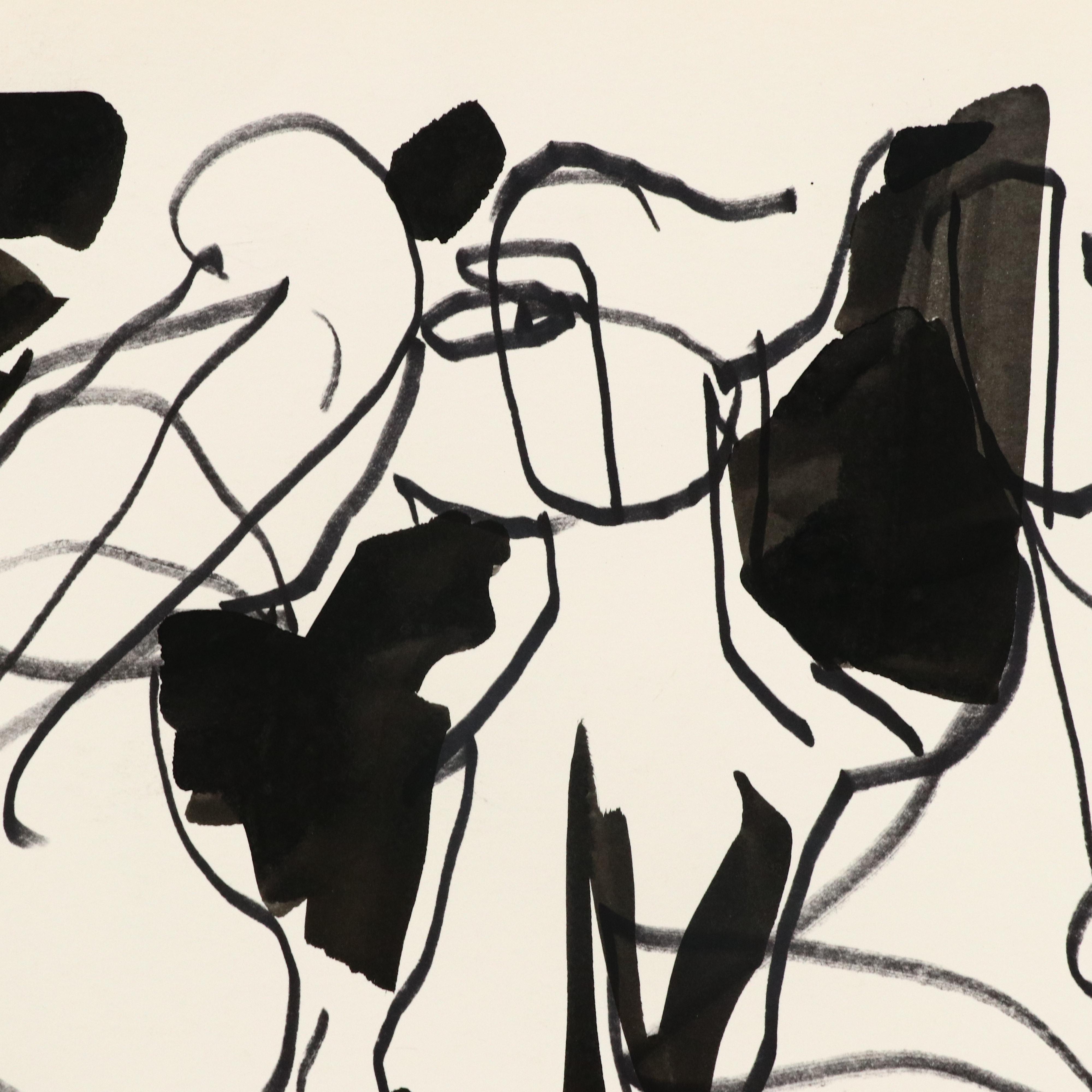 Jack Meanwell Figurative Ink Drawing, Late 20th Century