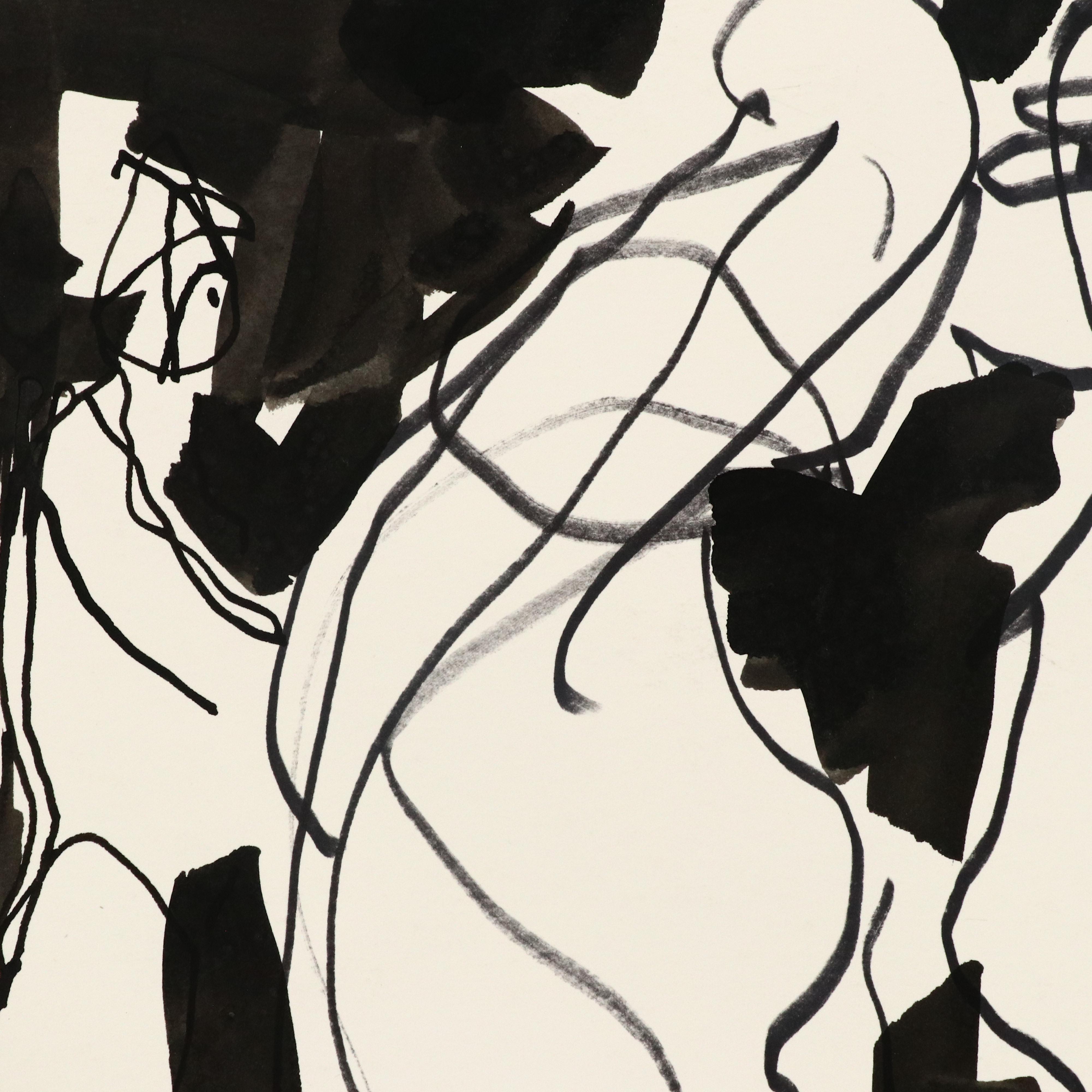 Jack Meanwell Figurative Ink Drawing, Late 20th Century