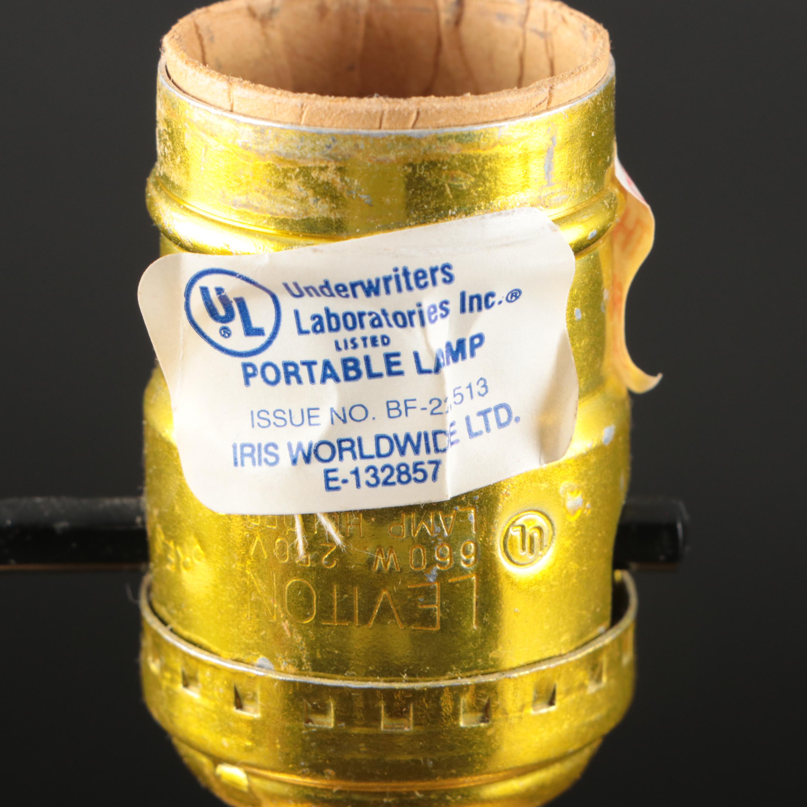 Hammered Brass Table Lamp with Brass Candle Holders