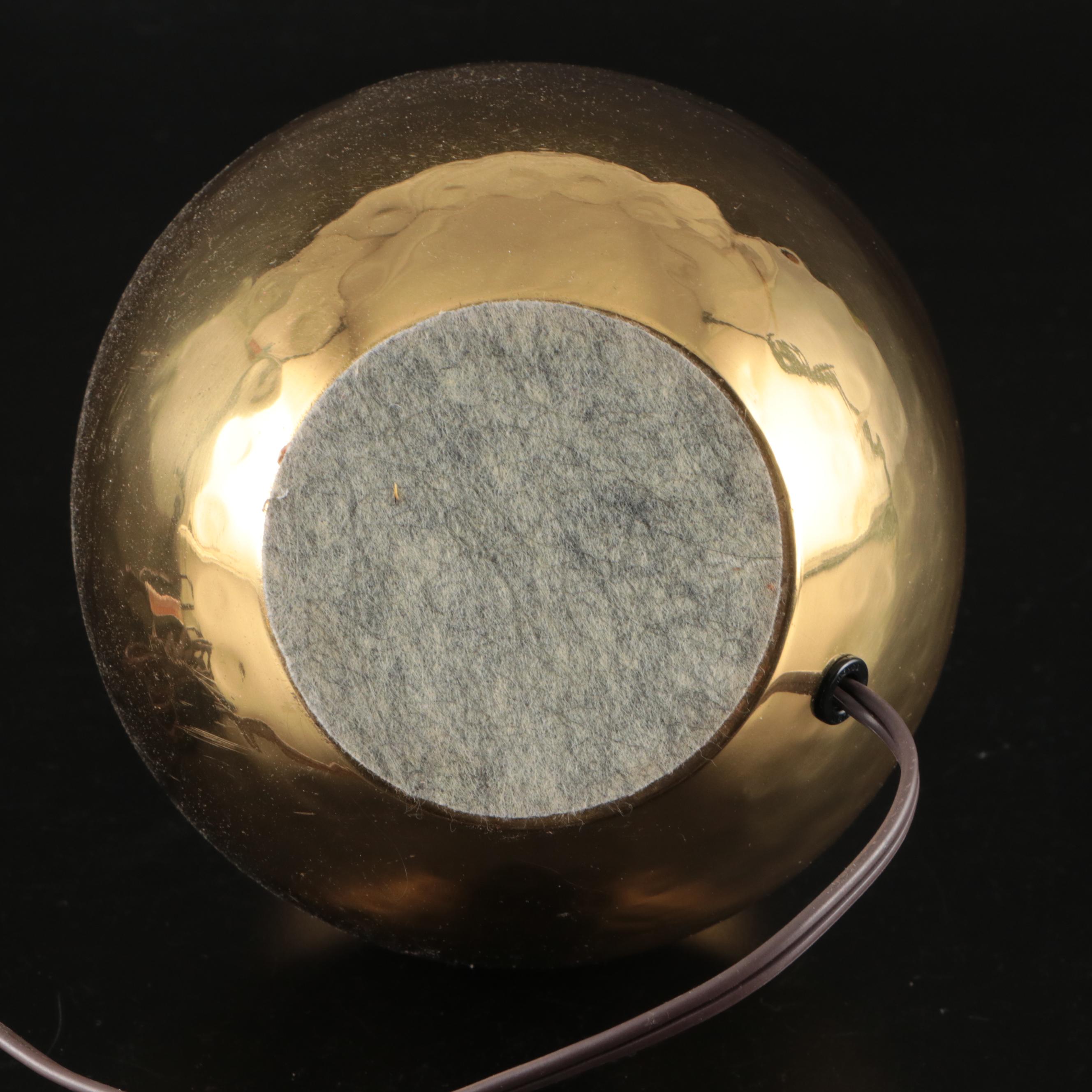 Hammered Brass Table Lamp with Brass Candle Holders