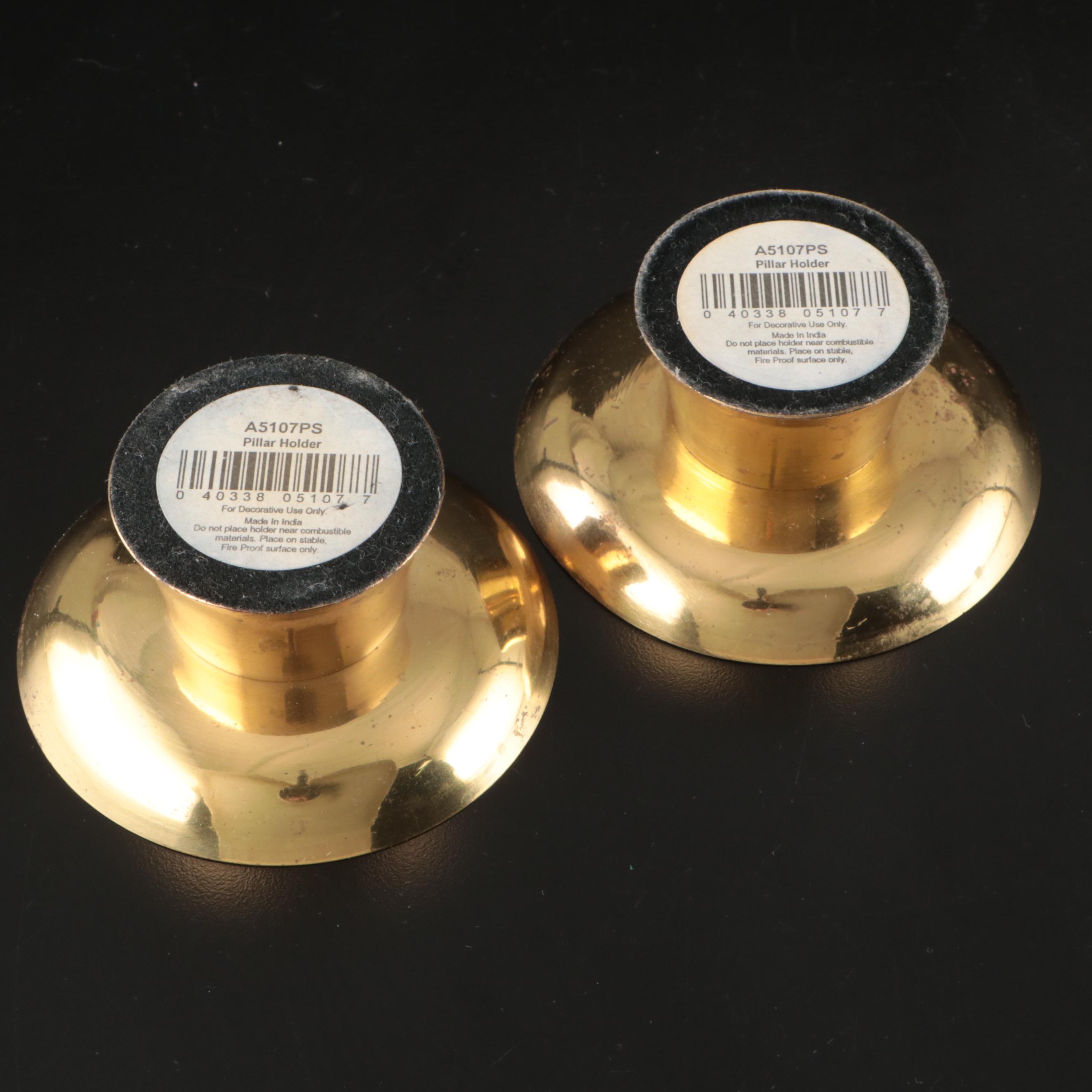 Hammered Brass Table Lamp with Brass Candle Holders