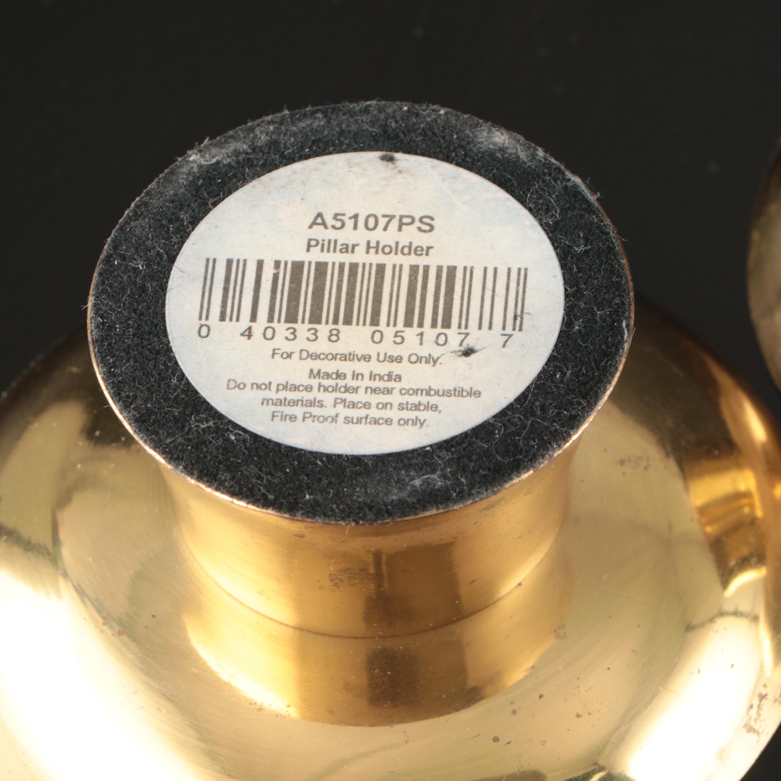 Hammered Brass Table Lamp with Brass Candle Holders