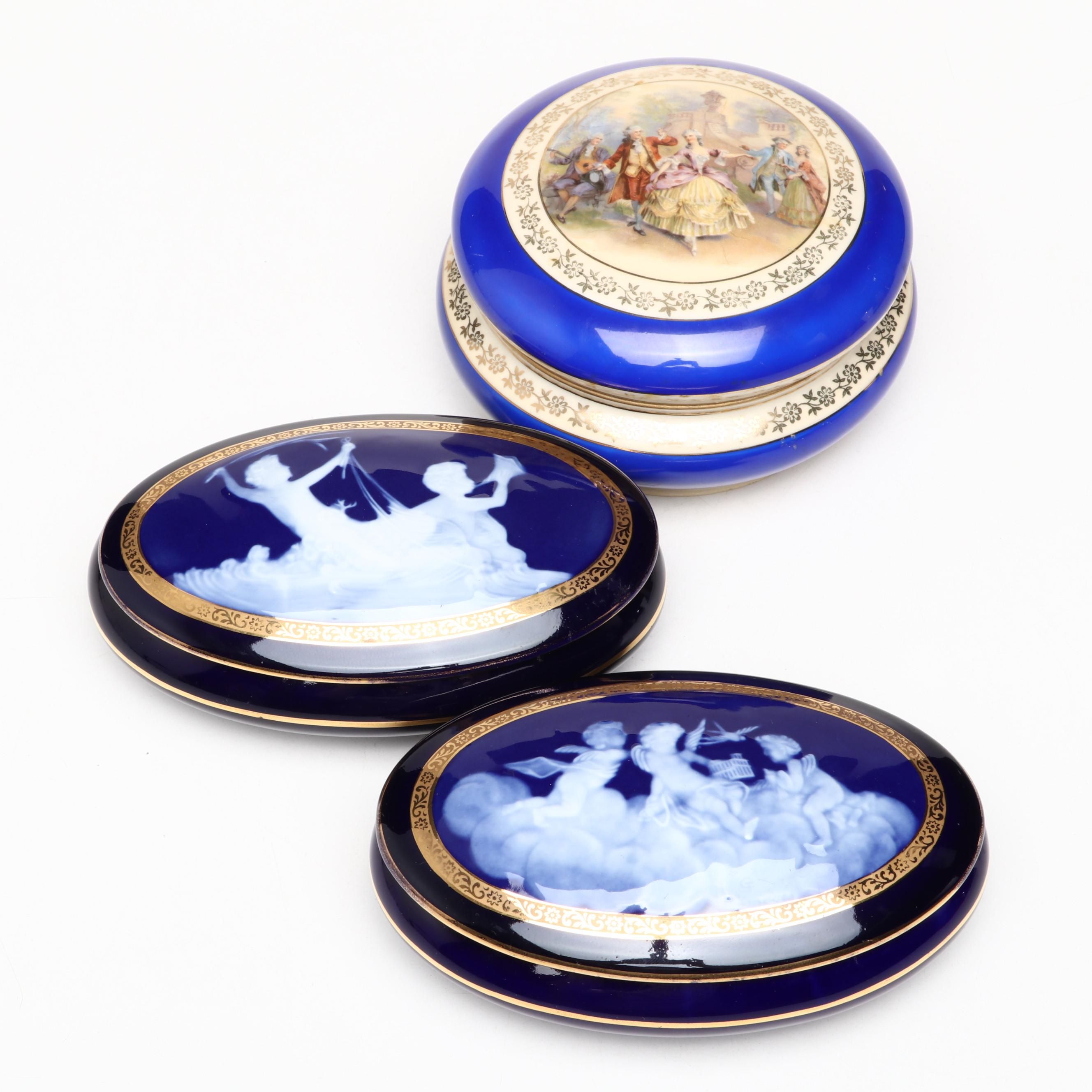 Friedrich Simon Porcelain with Other Pâte-Sur-Pâte Lidded Boxes