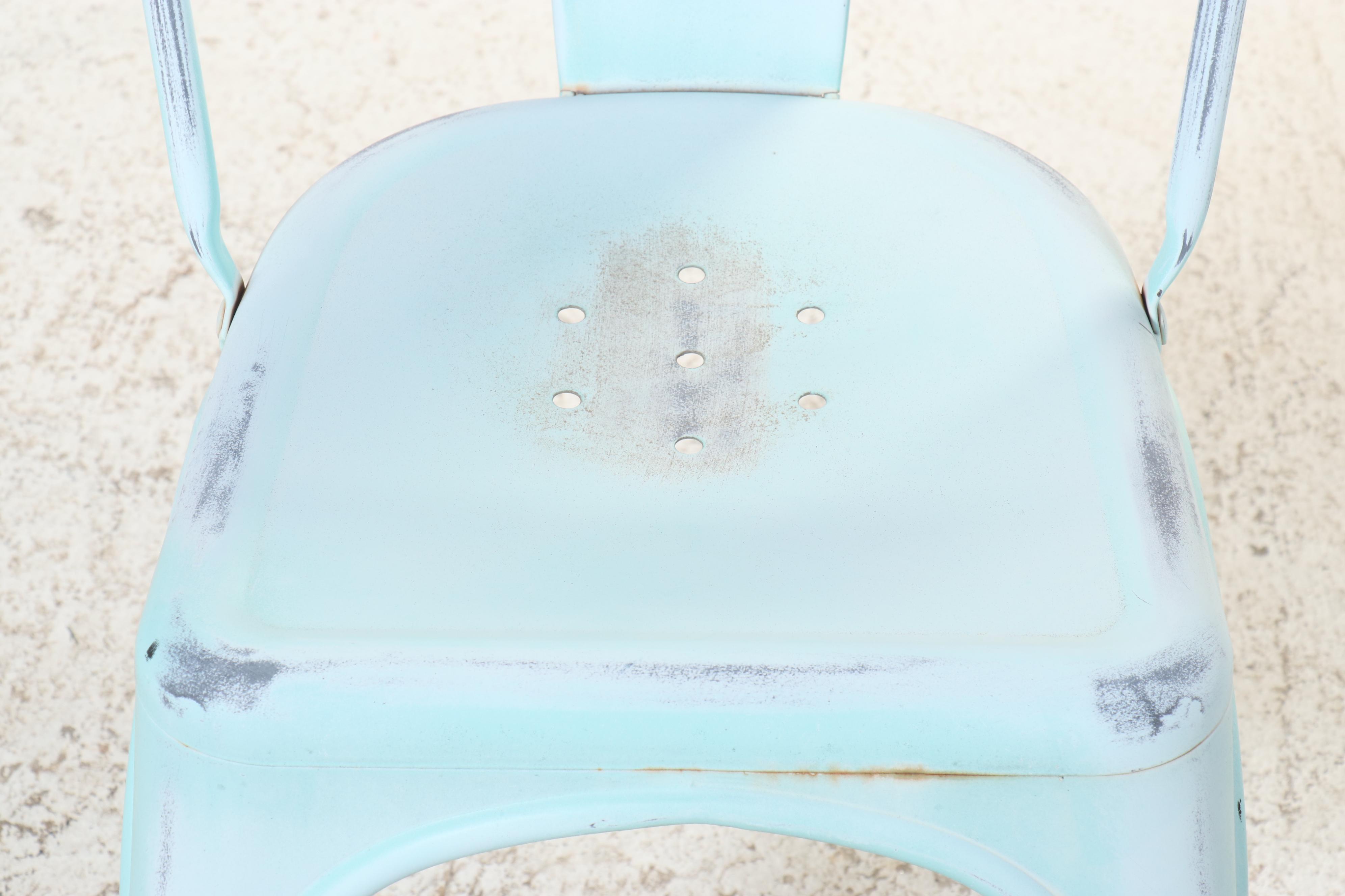 Industrial Style Distressed Metal Stacking Chairs