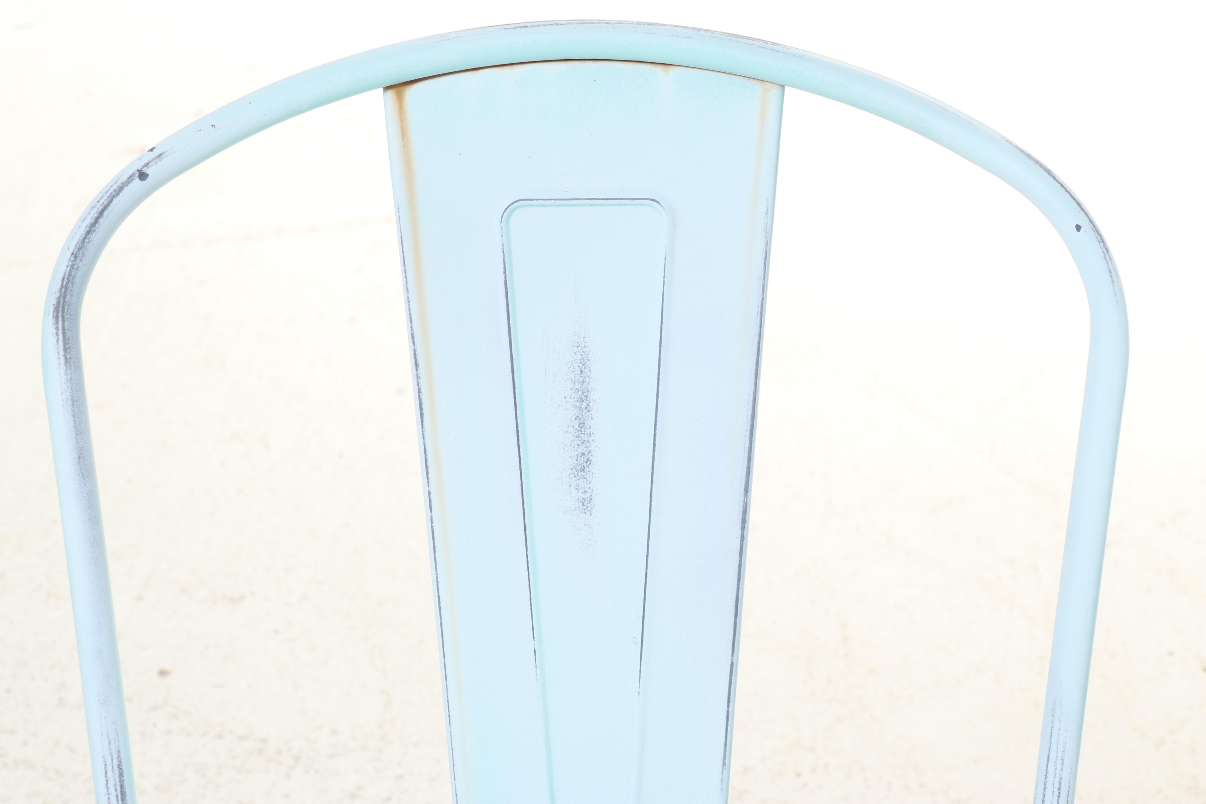 Industrial Style Distressed Metal Stacking Chairs