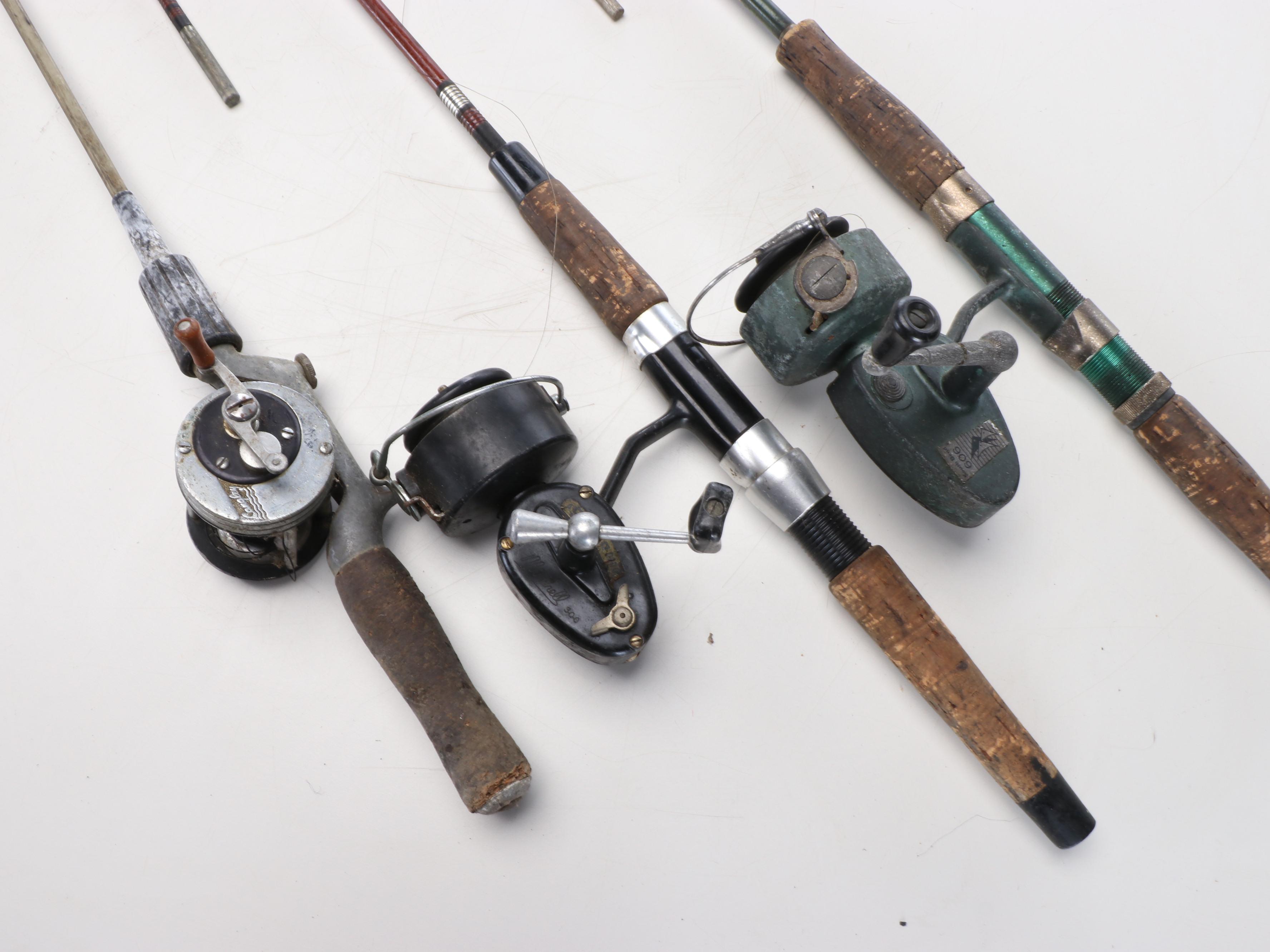 Abu Garcia Mitchell 600, South Bend 600 with Other Fishing Reel and Poles