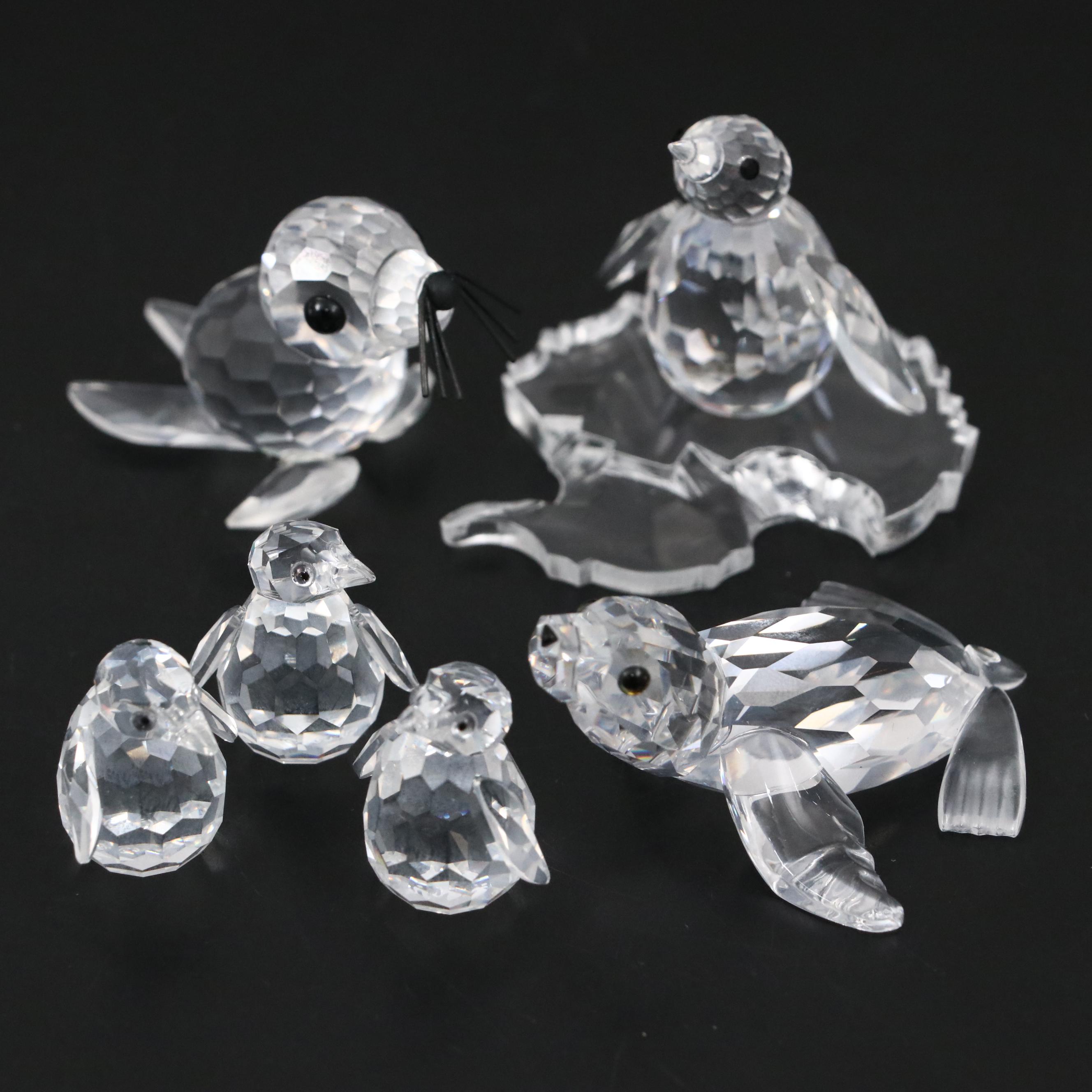 Swarovski Crystal Sea Lion, Seal, and Penguin Figurines