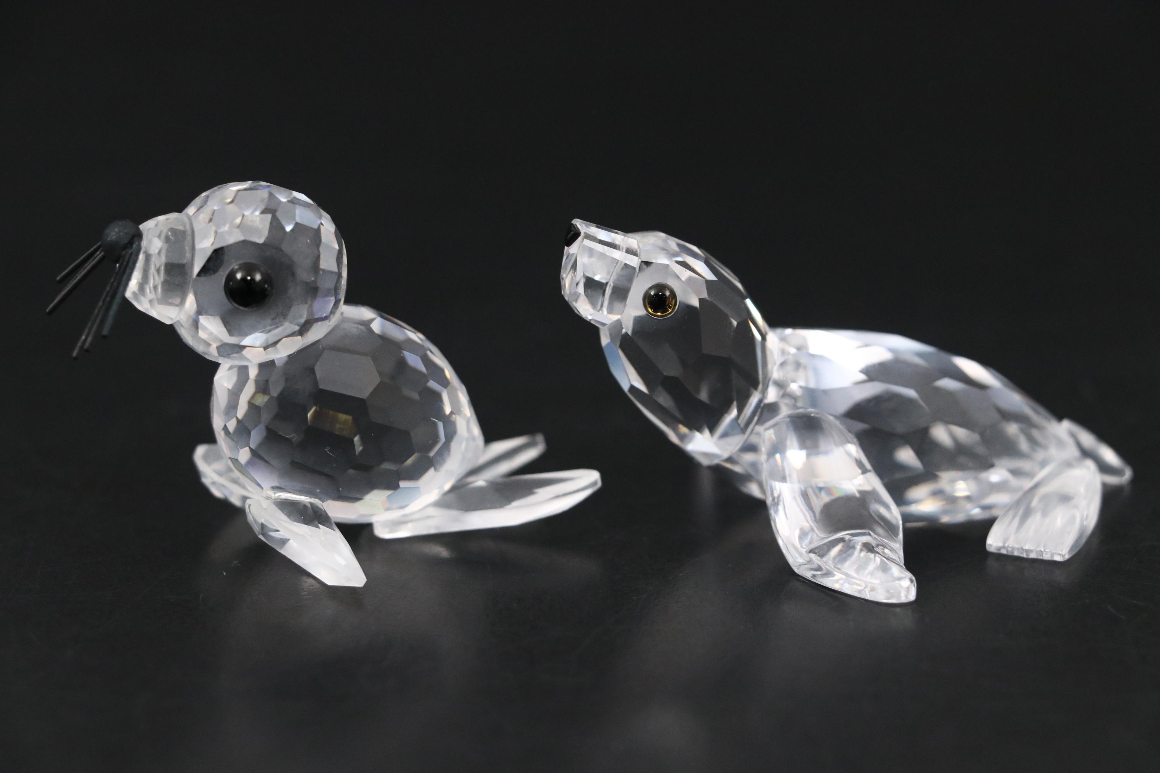 Swarovski Crystal Sea Lion, Seal, and Penguin Figurines