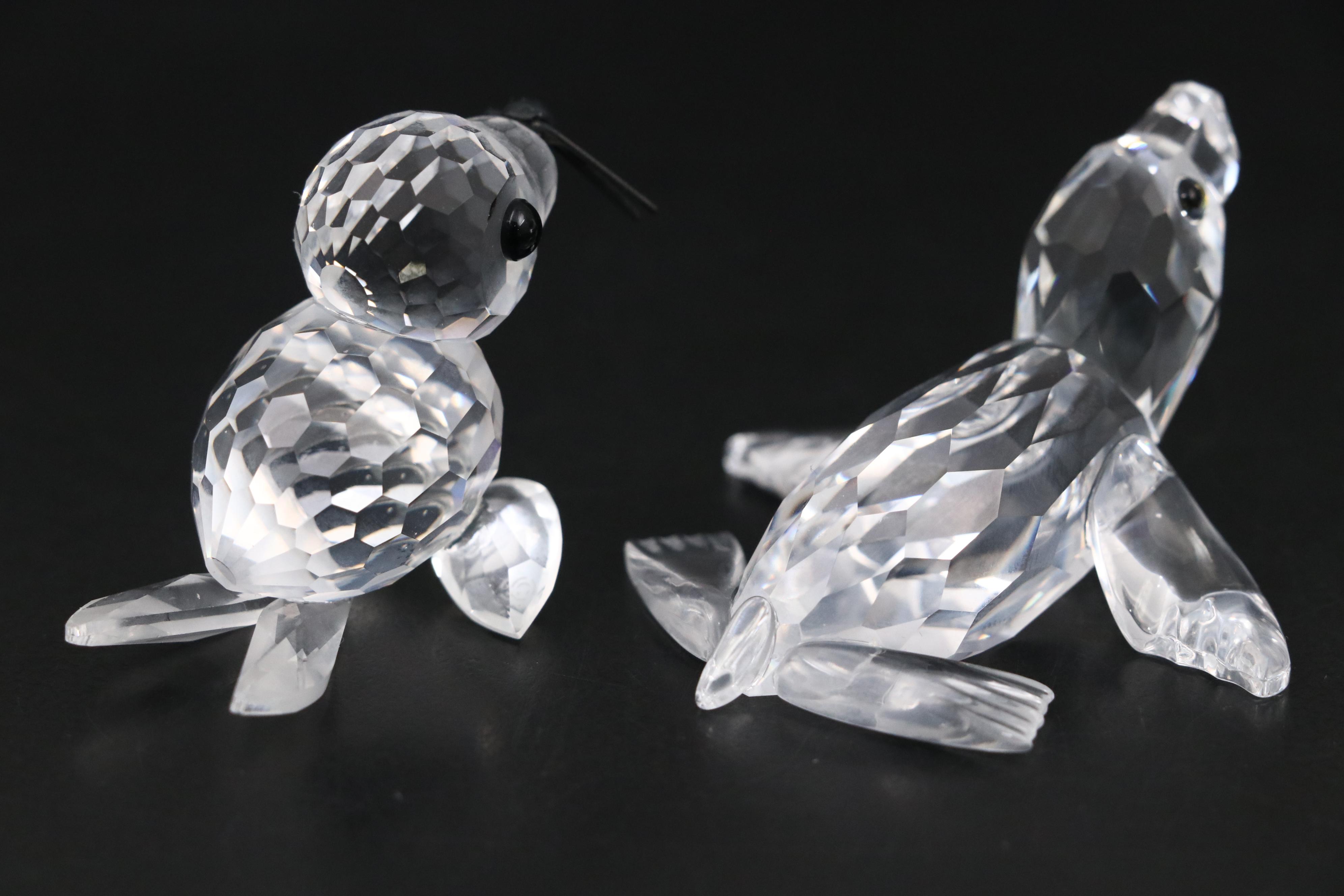 Swarovski Crystal Sea Lion, Seal, and Penguin Figurines