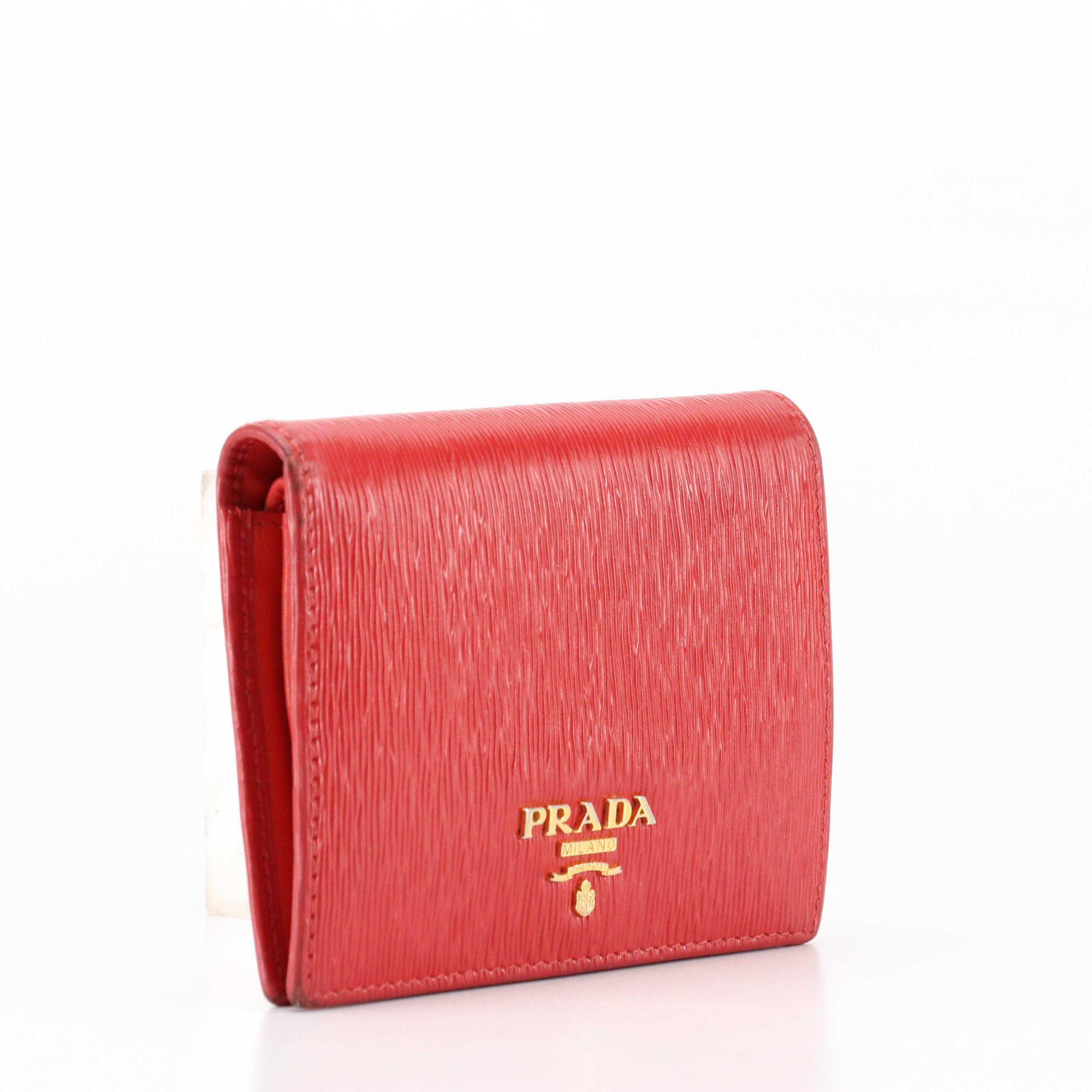 Prada Bifold Wallet in Red Saffiano Leather