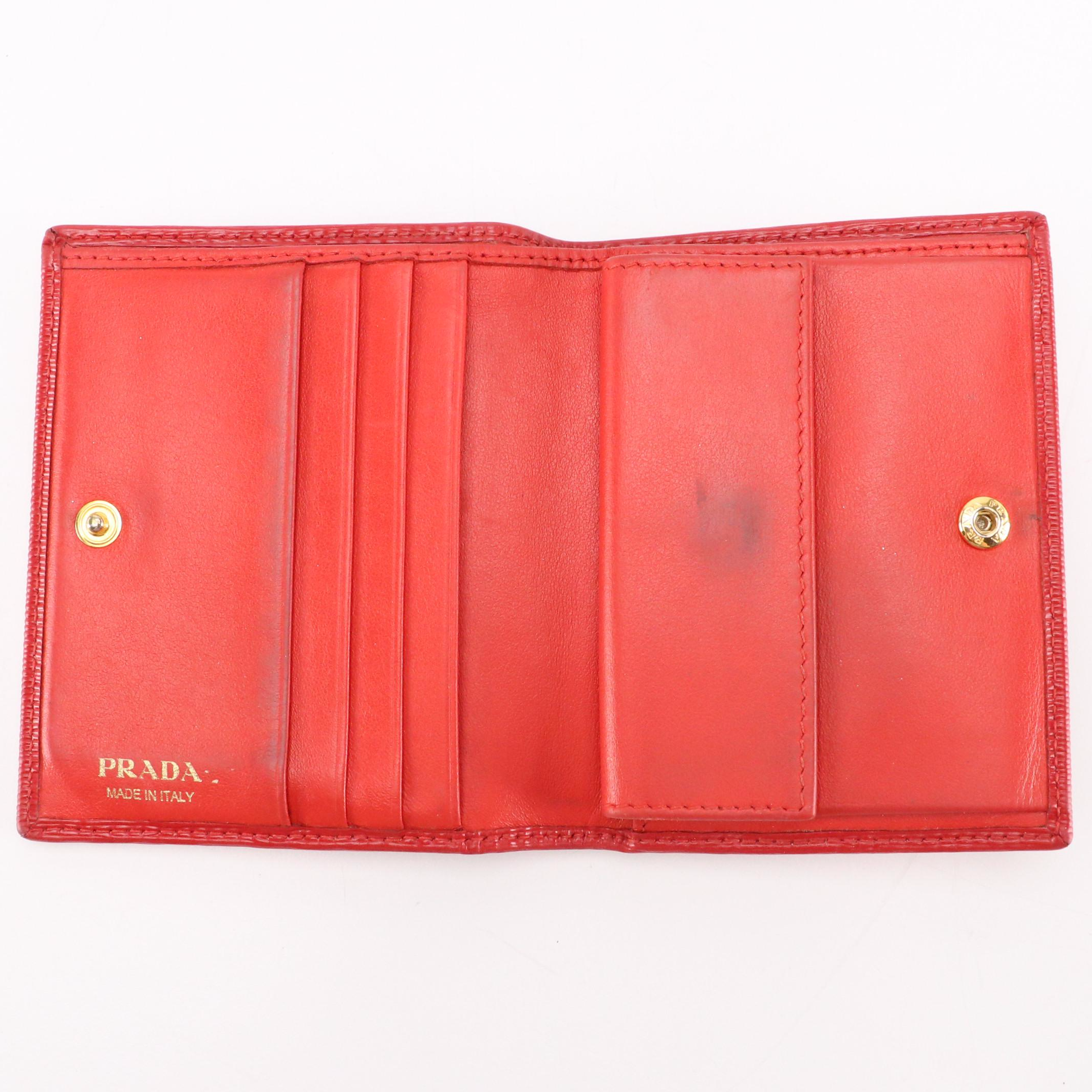 Prada Bifold Wallet in Red Saffiano Leather