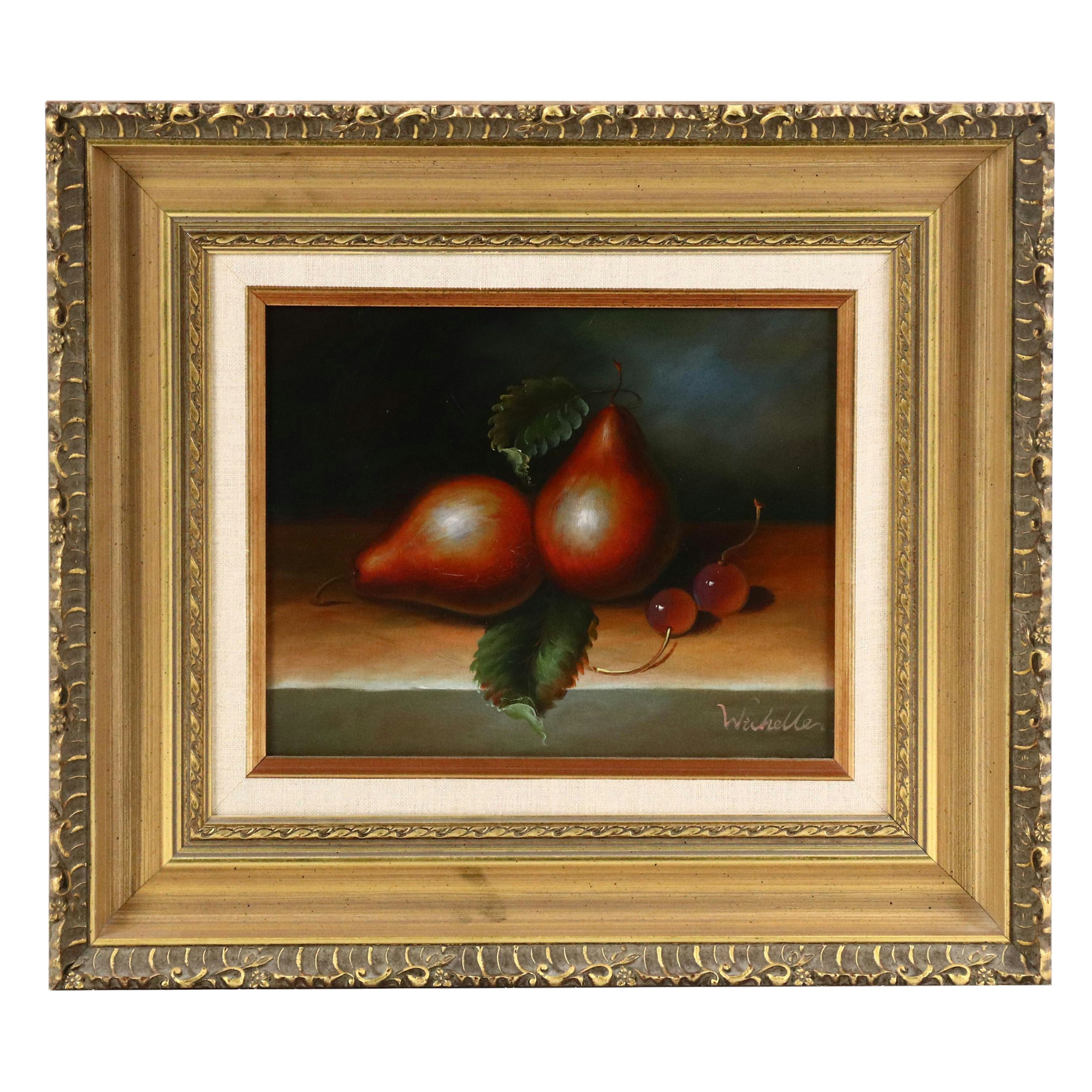 Still Life Oil Painting of Pears, Late 20th Century