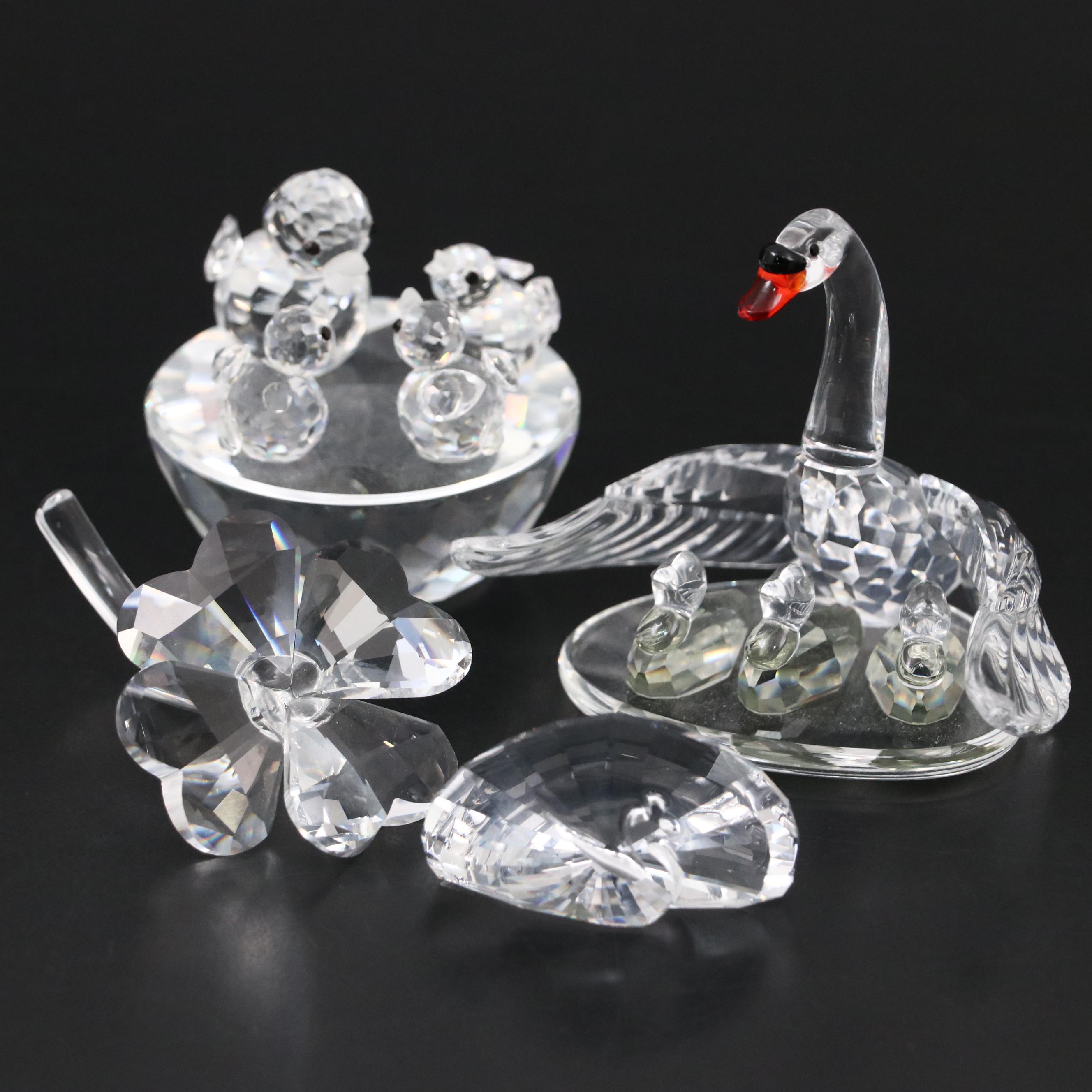 Swarovski Crystal "Four Leaf Clover," "Swan Family" and More Figures