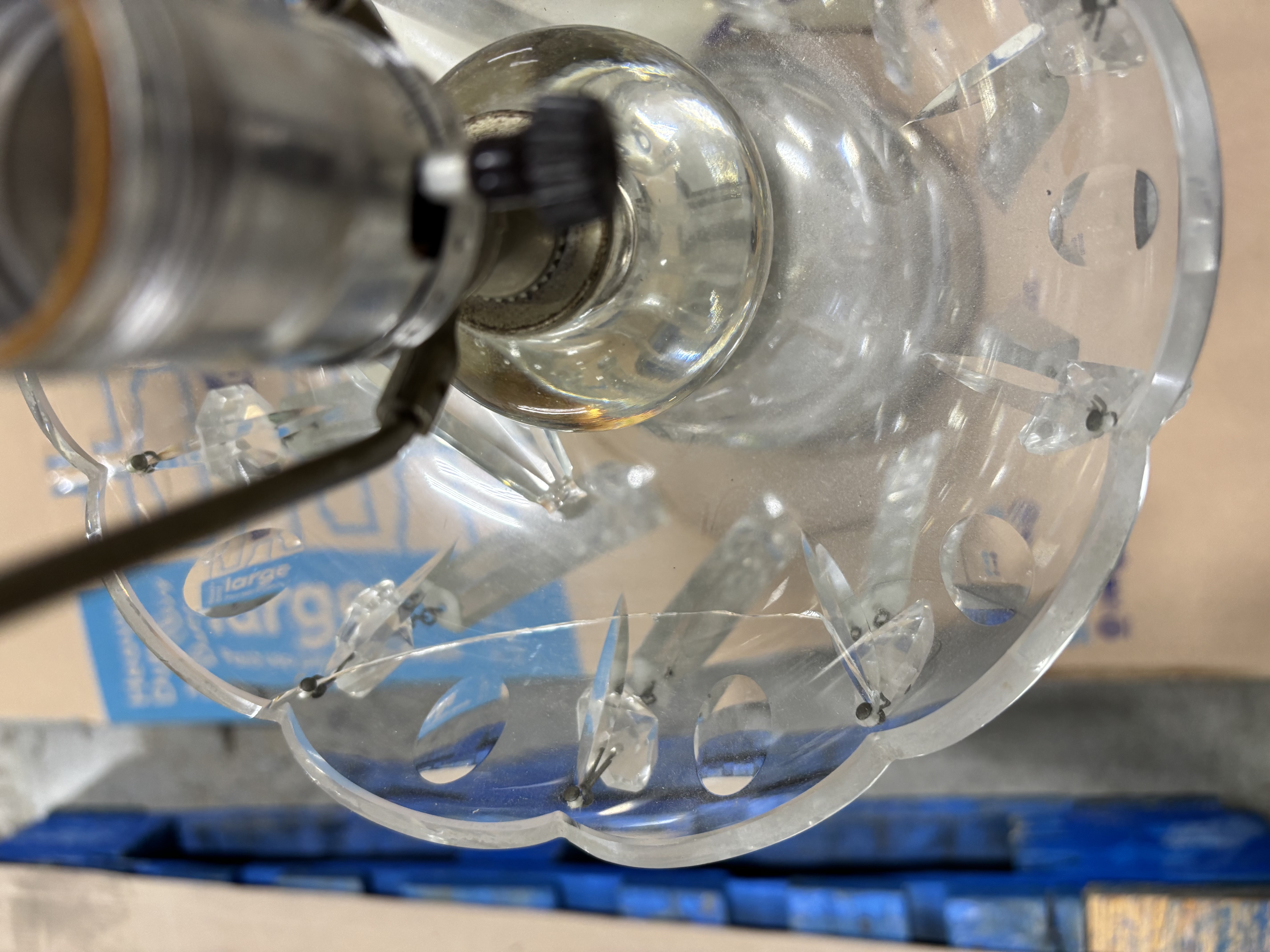 Cut Glass and Crystal Mantel Luster Table Lamp, Mid-20th Century