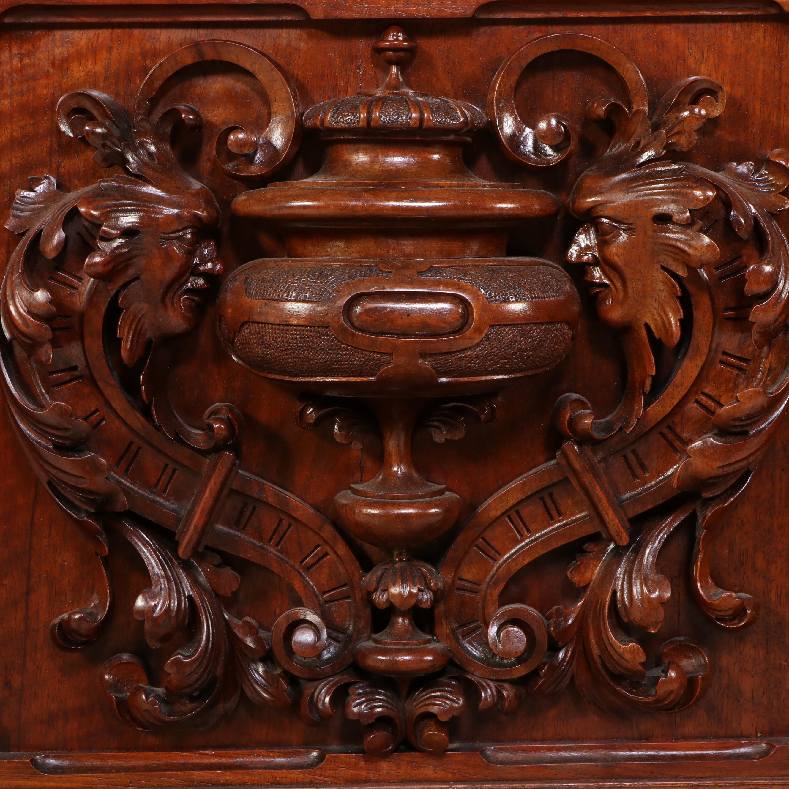 Italian Renaissance Revival Walnut Court Cupboard with Marble Draw Leaves