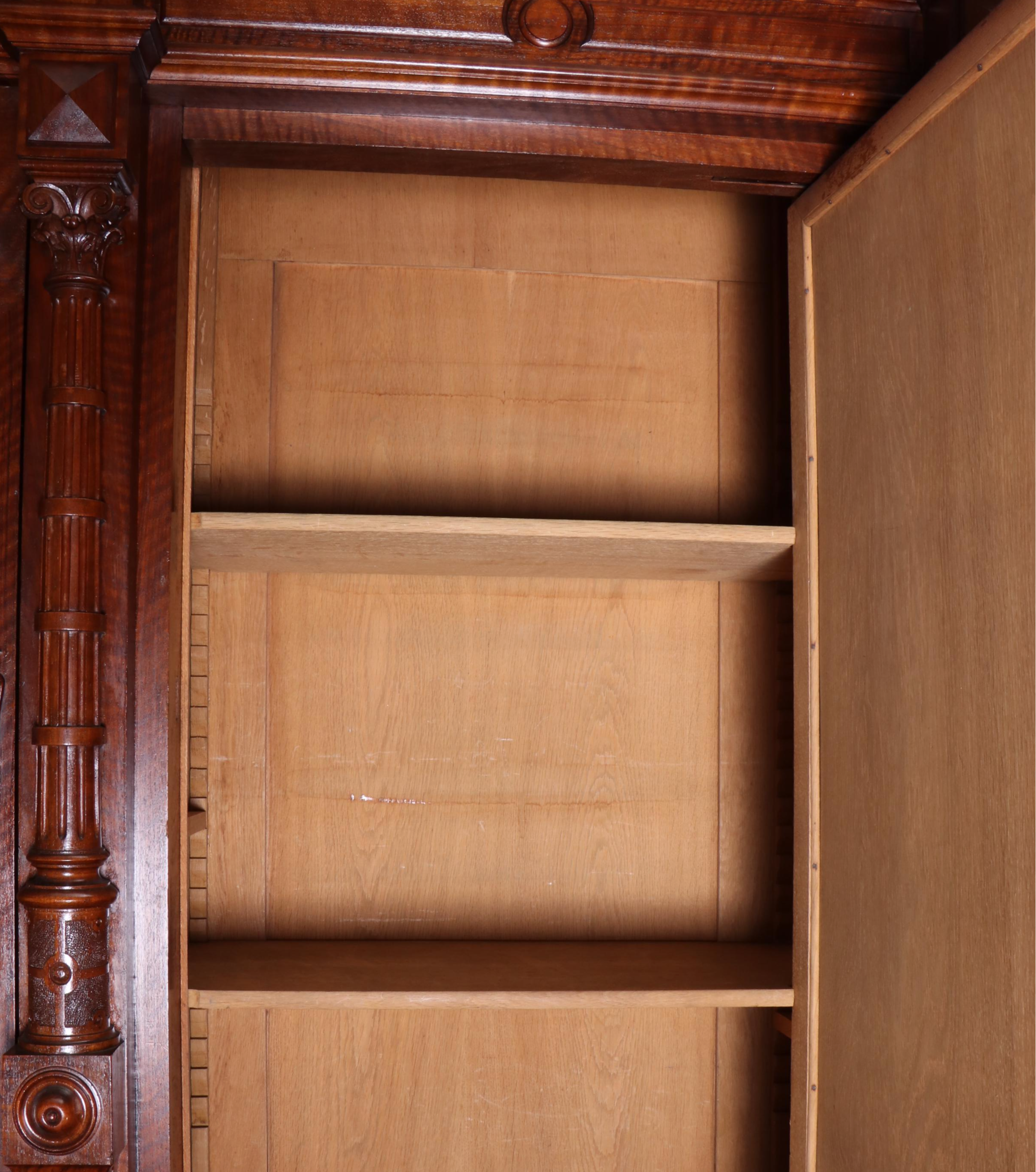 Italian Renaissance Revival Walnut Court Cupboard with Marble Draw Leaves