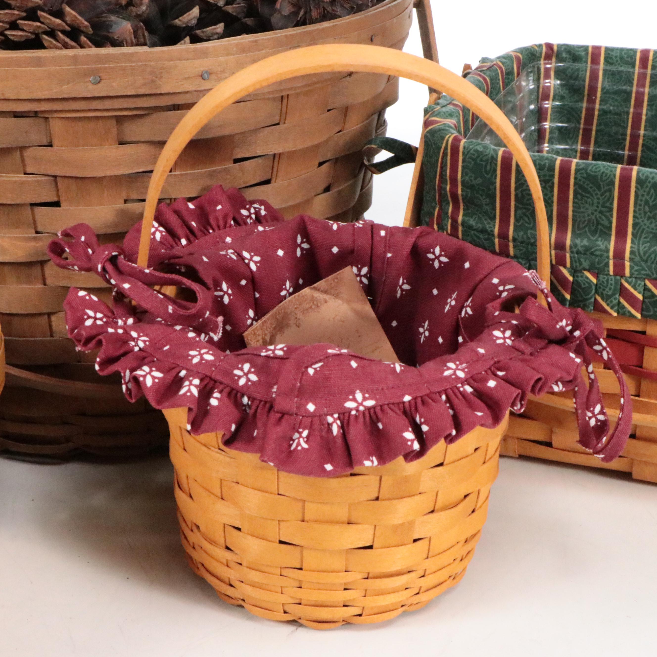 Longaberger and Other Woven Baskets with S. Johnson Ceramic Teapot
