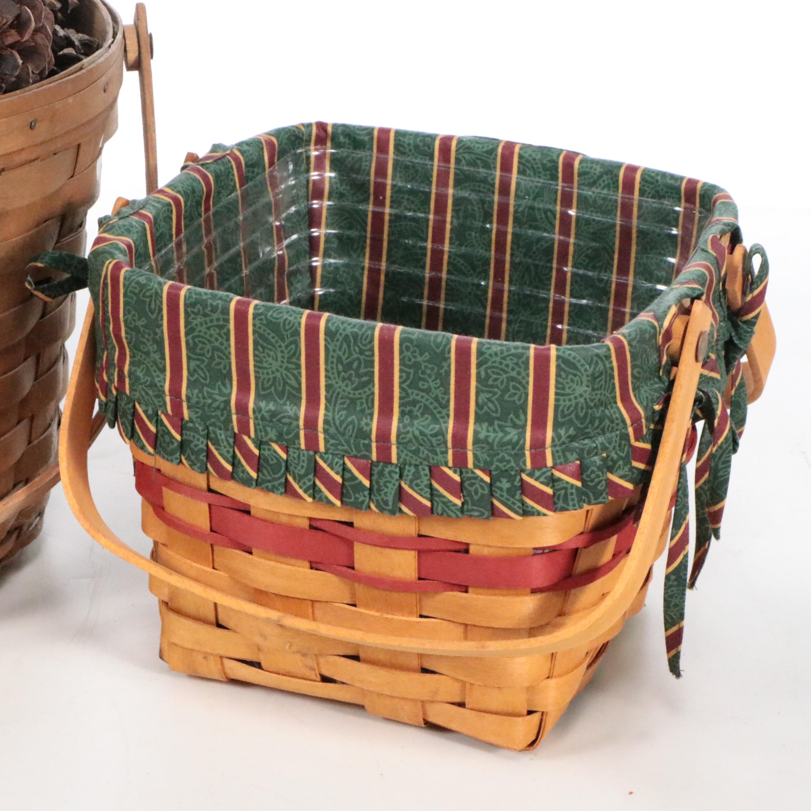 Longaberger and Other Woven Baskets with S. Johnson Ceramic Teapot