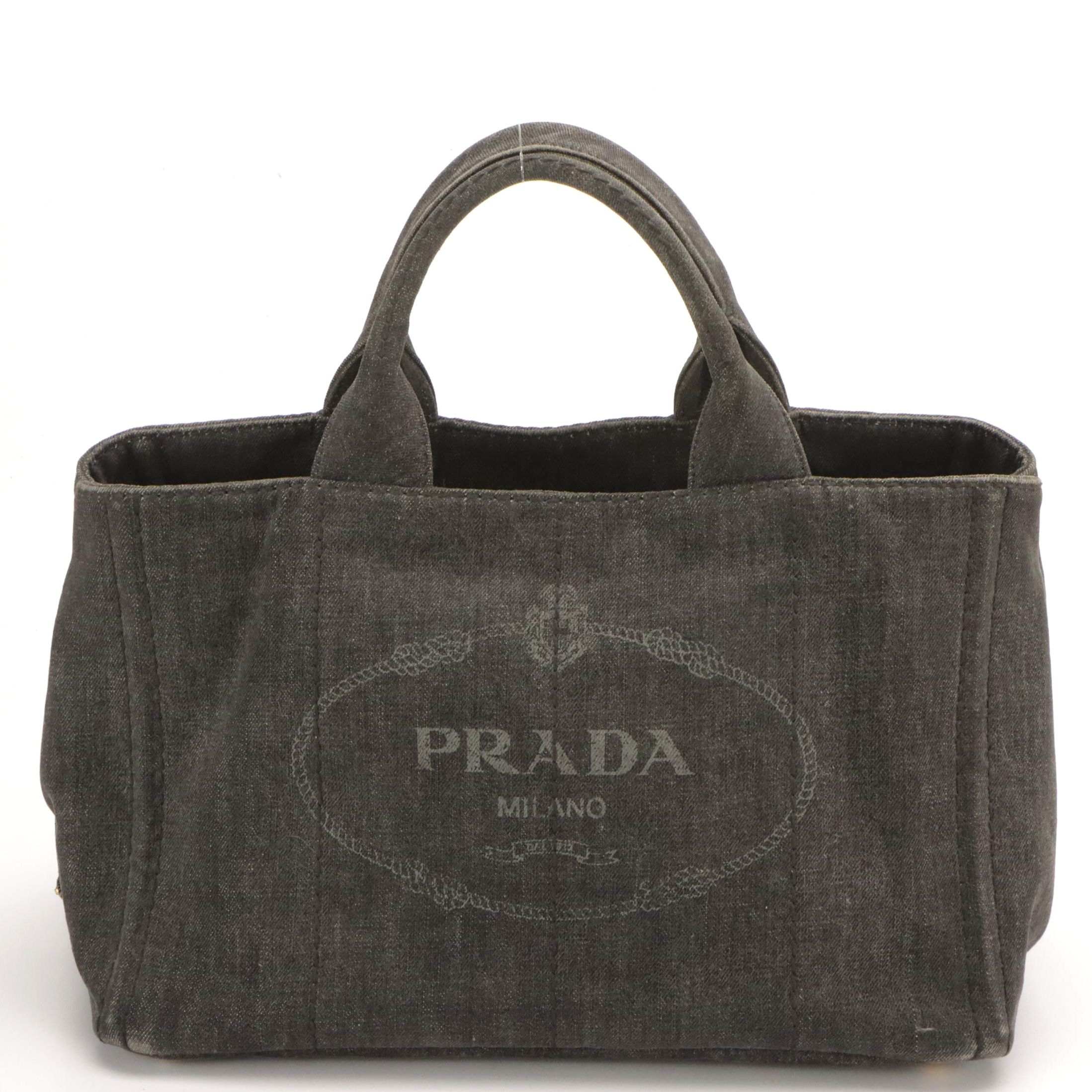 Prada Canapa Tote in Gray Denim