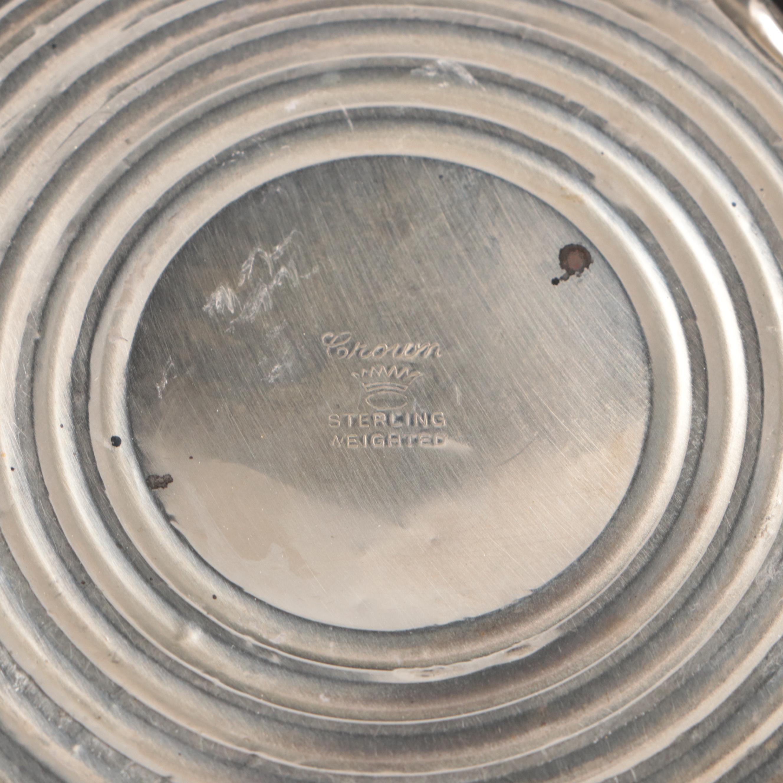 Crown Weighted Sterling Silver Candle Holders, Mid-20th Century