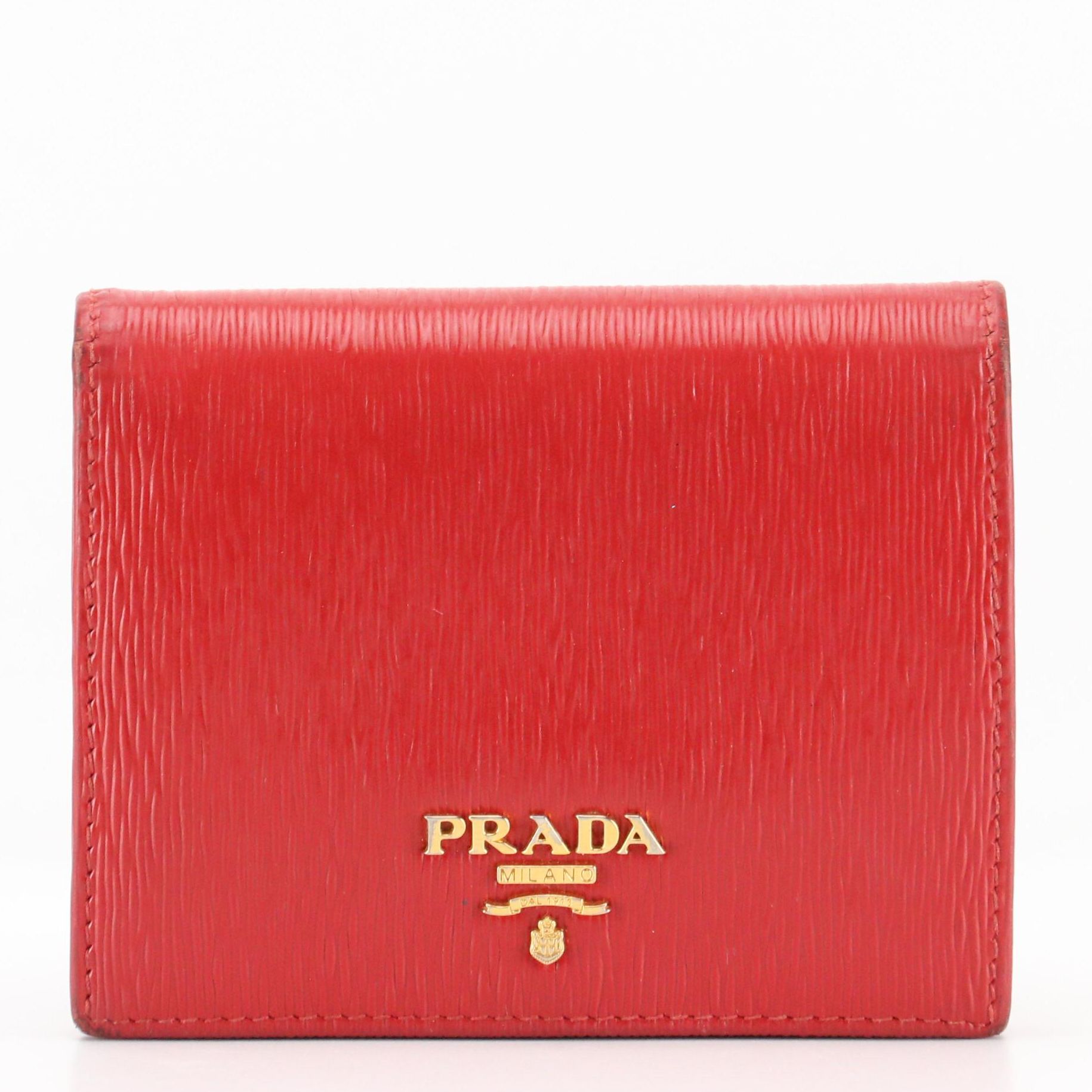 Prada Bifold Wallet in Red Saffiano Leather