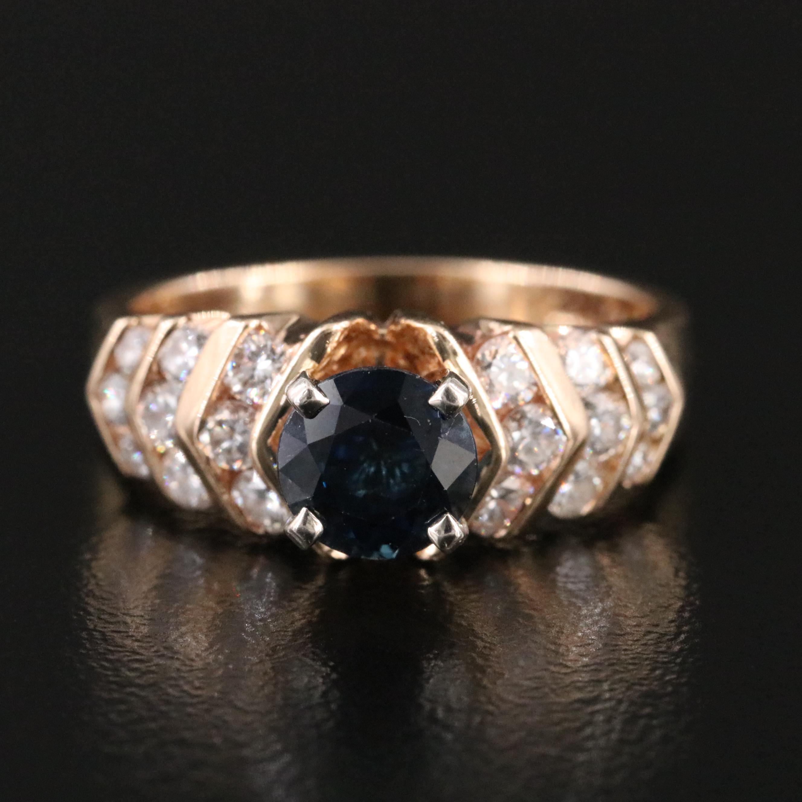 14K Sapphire and Diamond Tiered Ring