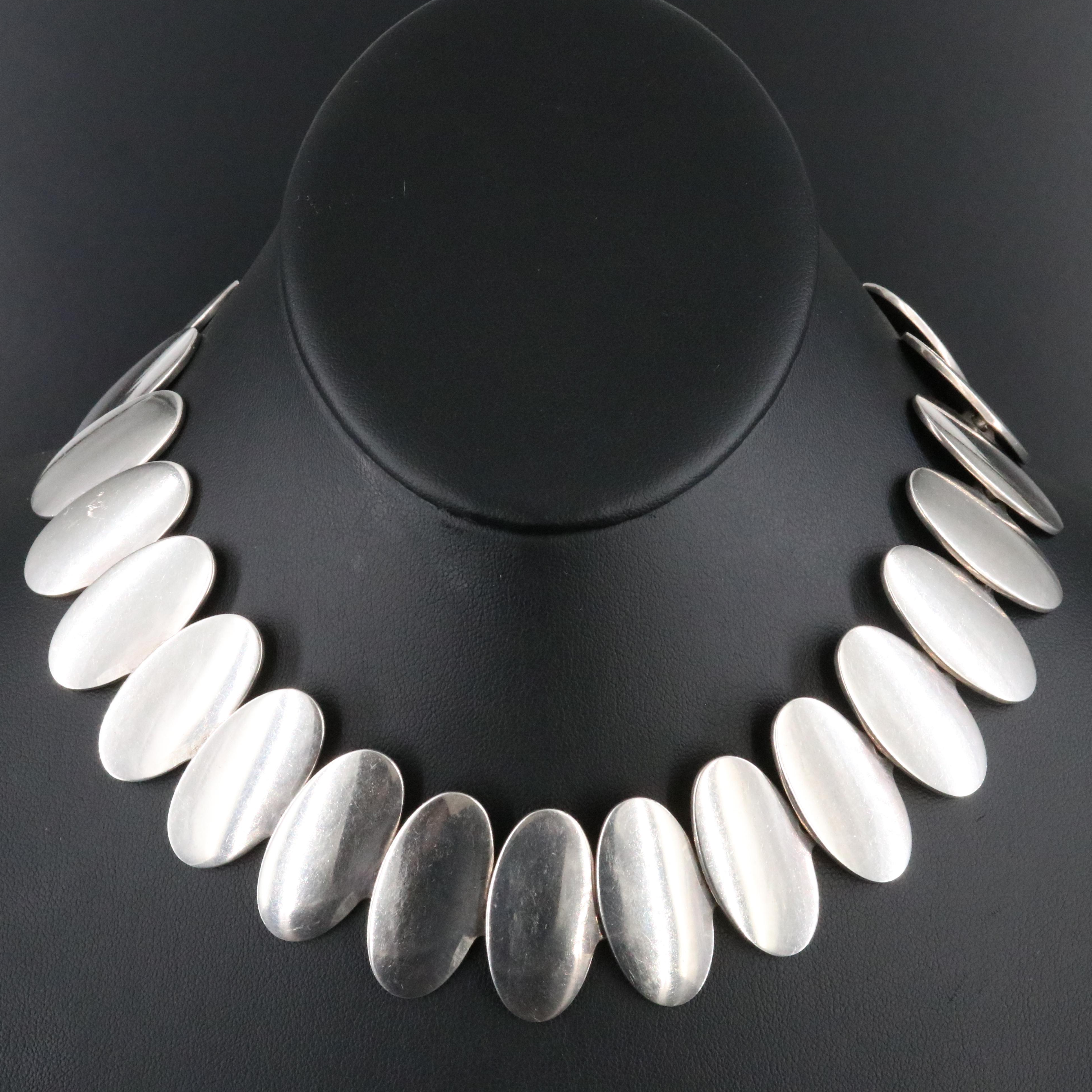 Niels Erik From Modernist Sterling Oval Link Necklace