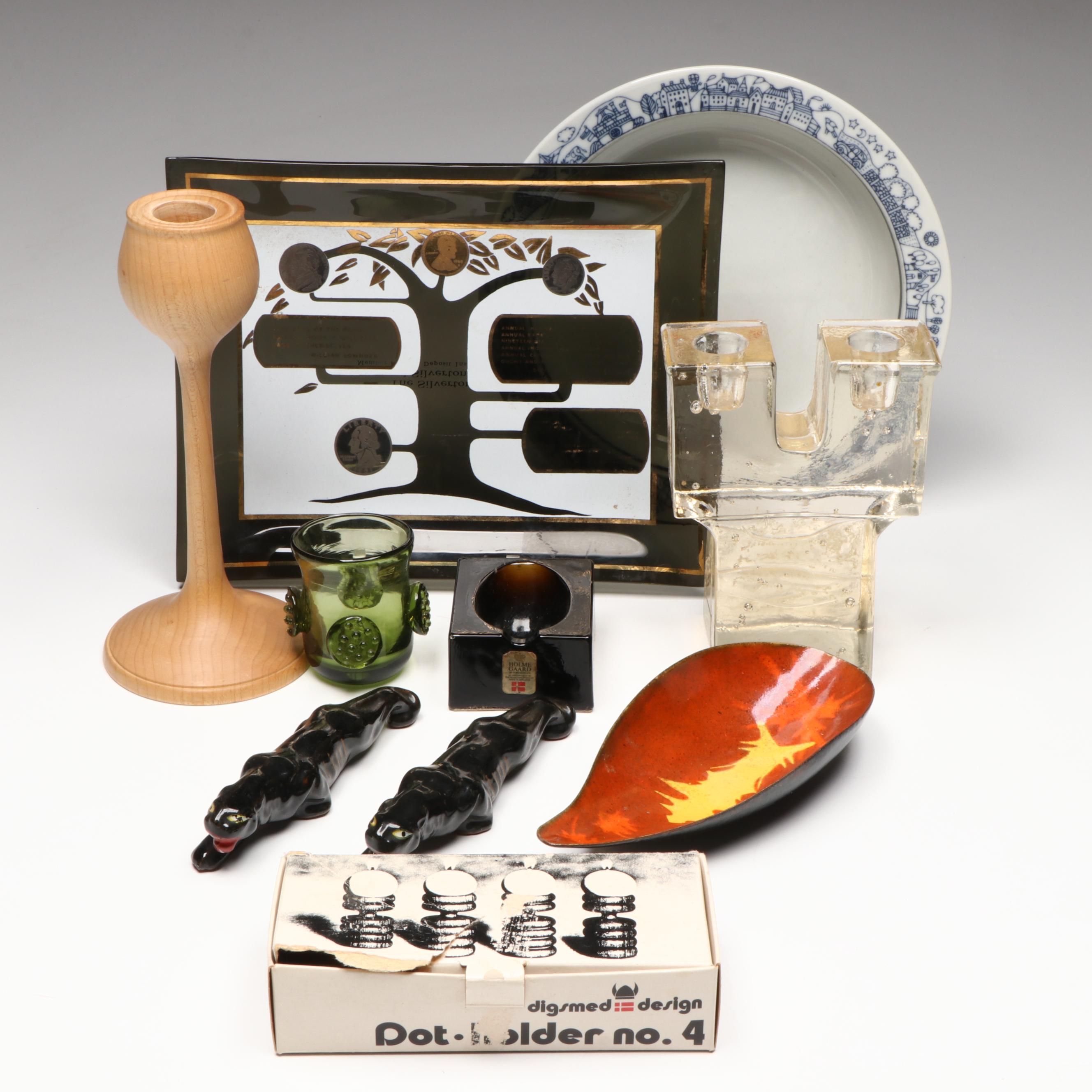 Dansk Ceramic Bowl with Holmegaard Glass Ashtray and More