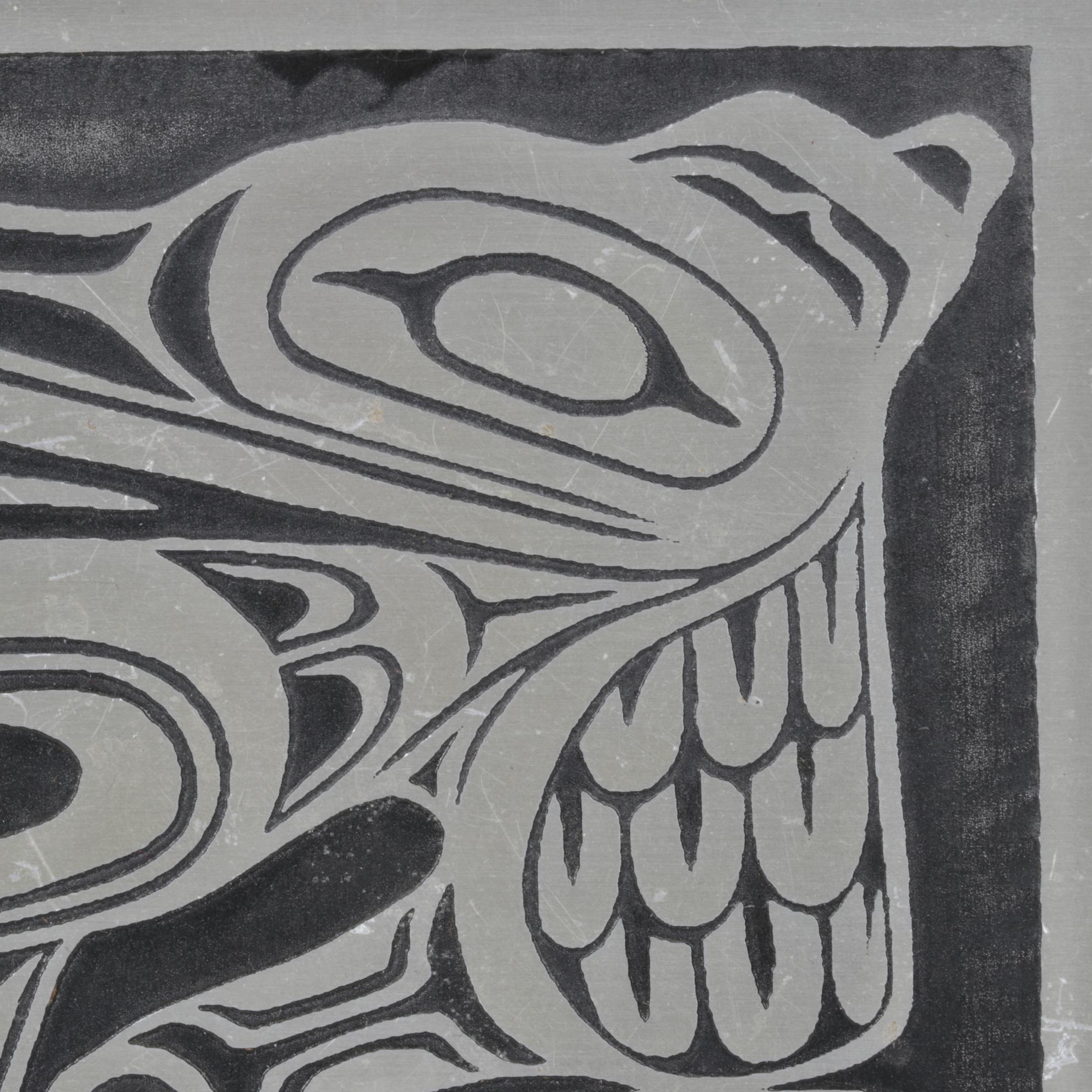 Feather Collage of Fighting Birds & Orchard Studio "Raven" Native American Tile