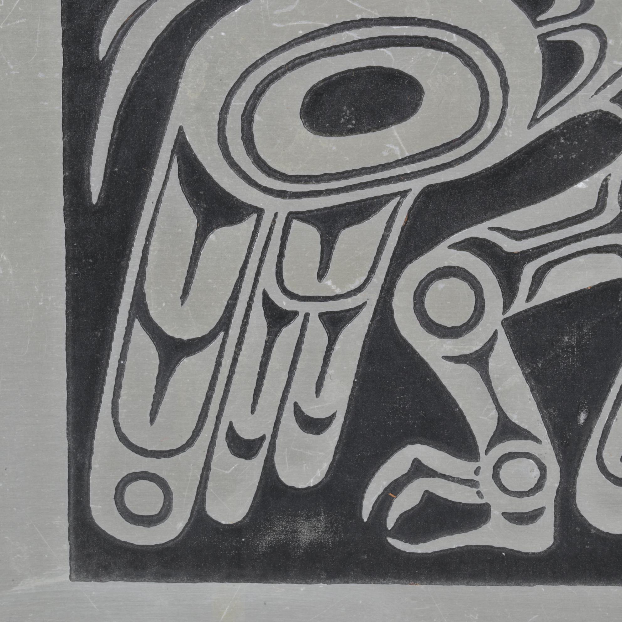 Feather Collage of Fighting Birds & Orchard Studio "Raven" Native American Tile